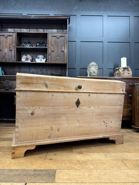 Antique Swedish Pine Dome-Top Blanket Chest / Trunk Bedroom Toy Shoe Storage