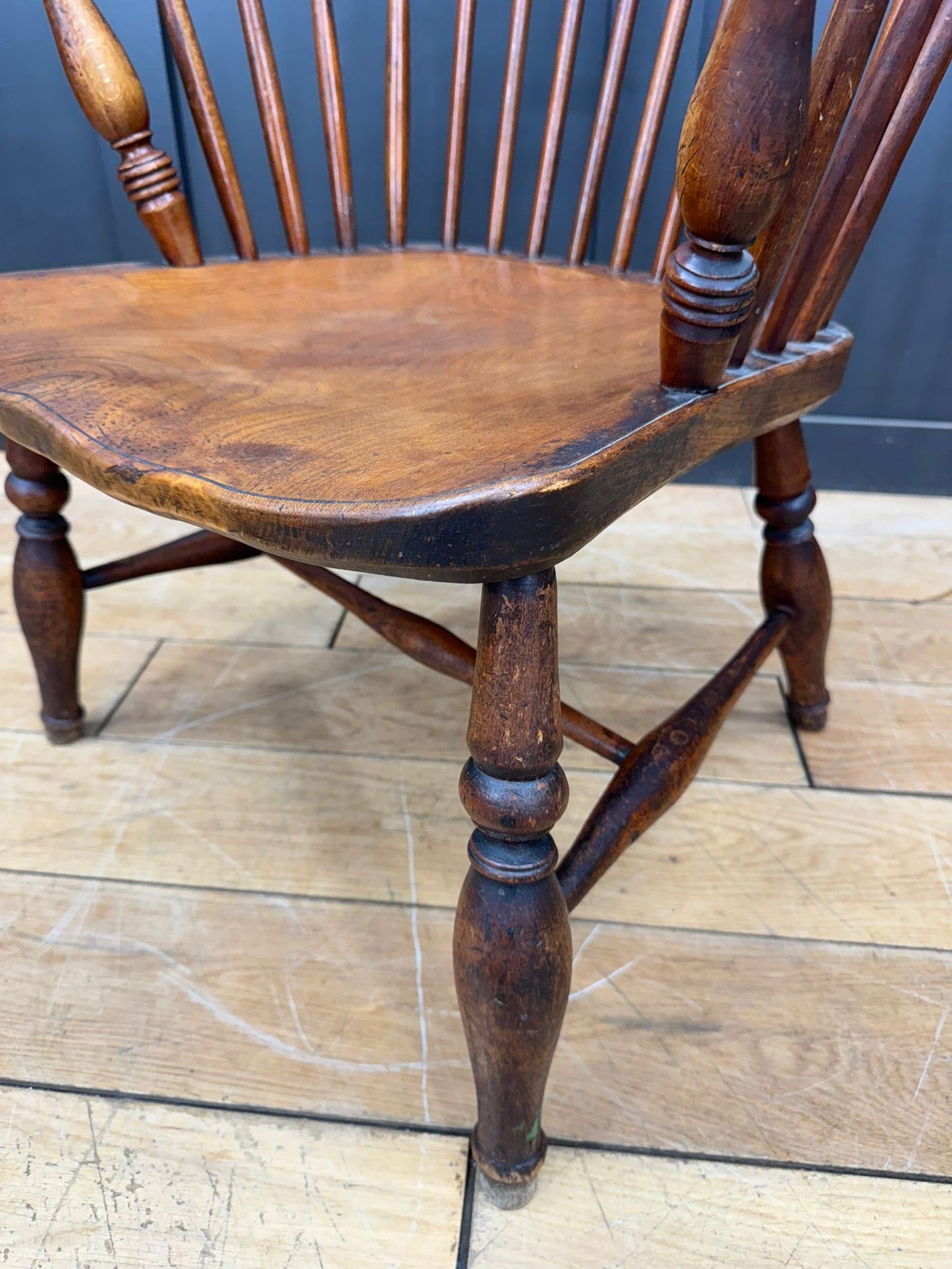 Antique Windsor Bow Back Armchair | Georgian Style Elm & Beech Stickback Chair