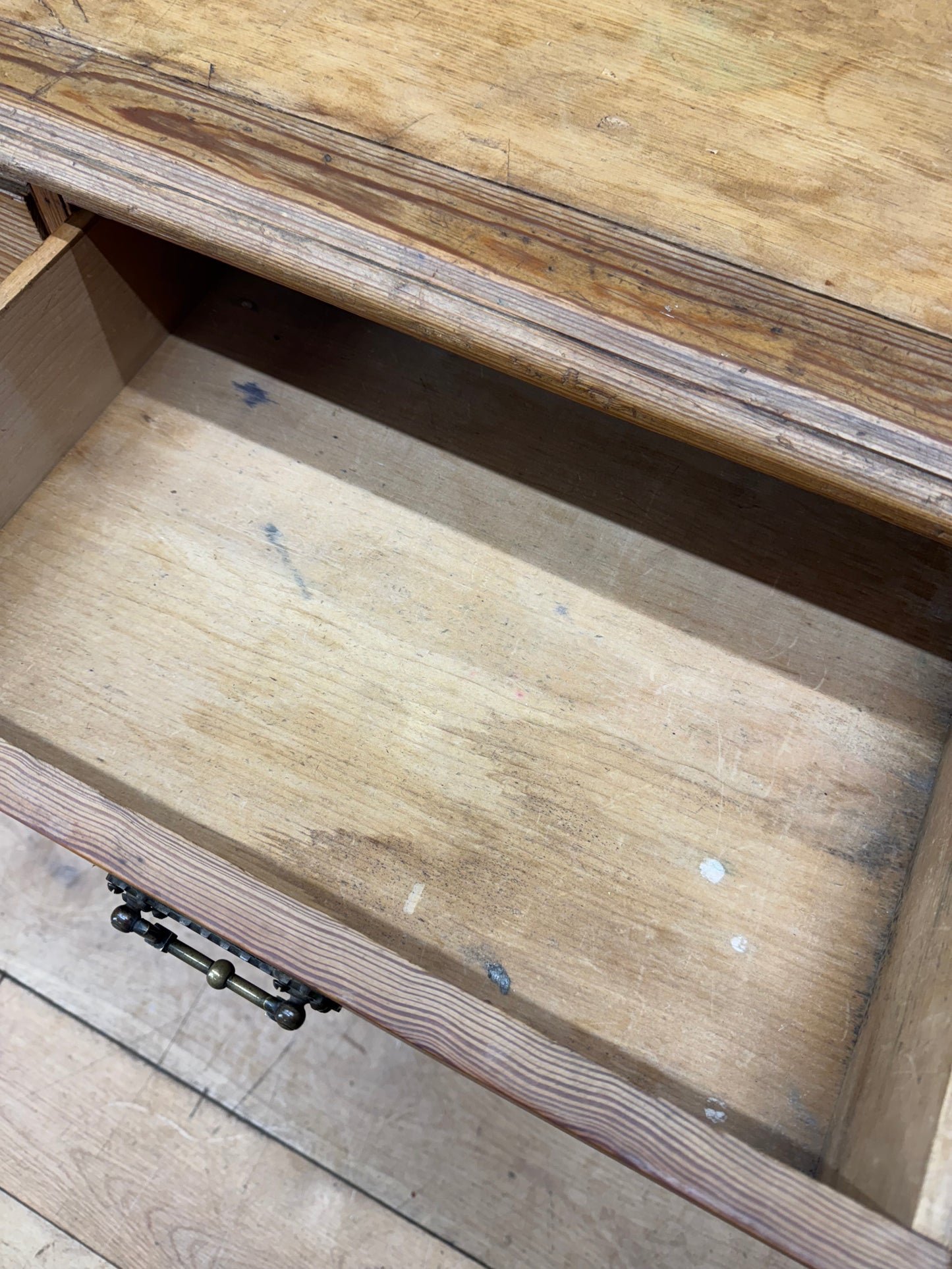 Antique Large Pitch Pine Partners Desk/ Writing Desk / Double Sided Desk / Table