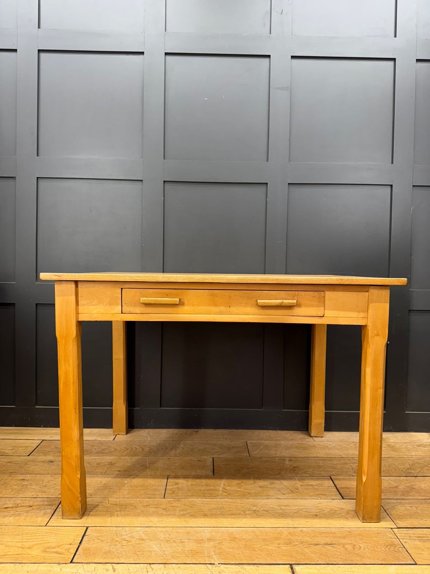 Vintage Elm & Birch Desk / Kitchen Table Rustic Farmhouse Dining Table Retro