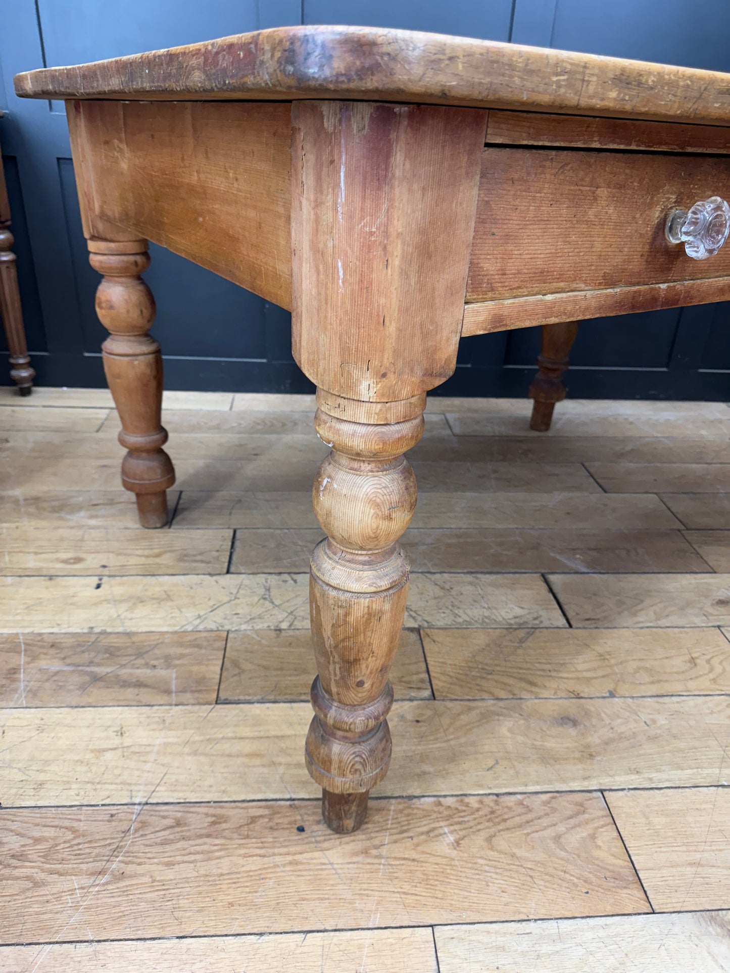 Antique Pine Dining Table / Victorian Kitchen Work Table / Rustic Farmhouse Desk