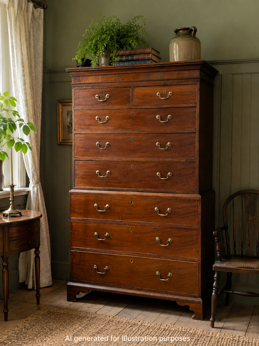 Antique Georgian Mahogany Chest on Chest Tallboy Chest Of Drawers Linen Press