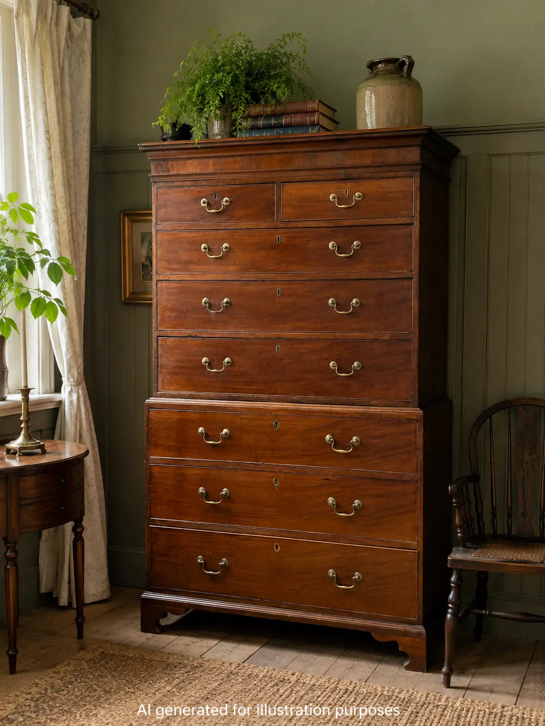 Antique Georgian Mahogany Chest on Chest Tallboy Chest Of Drawers Linen Press