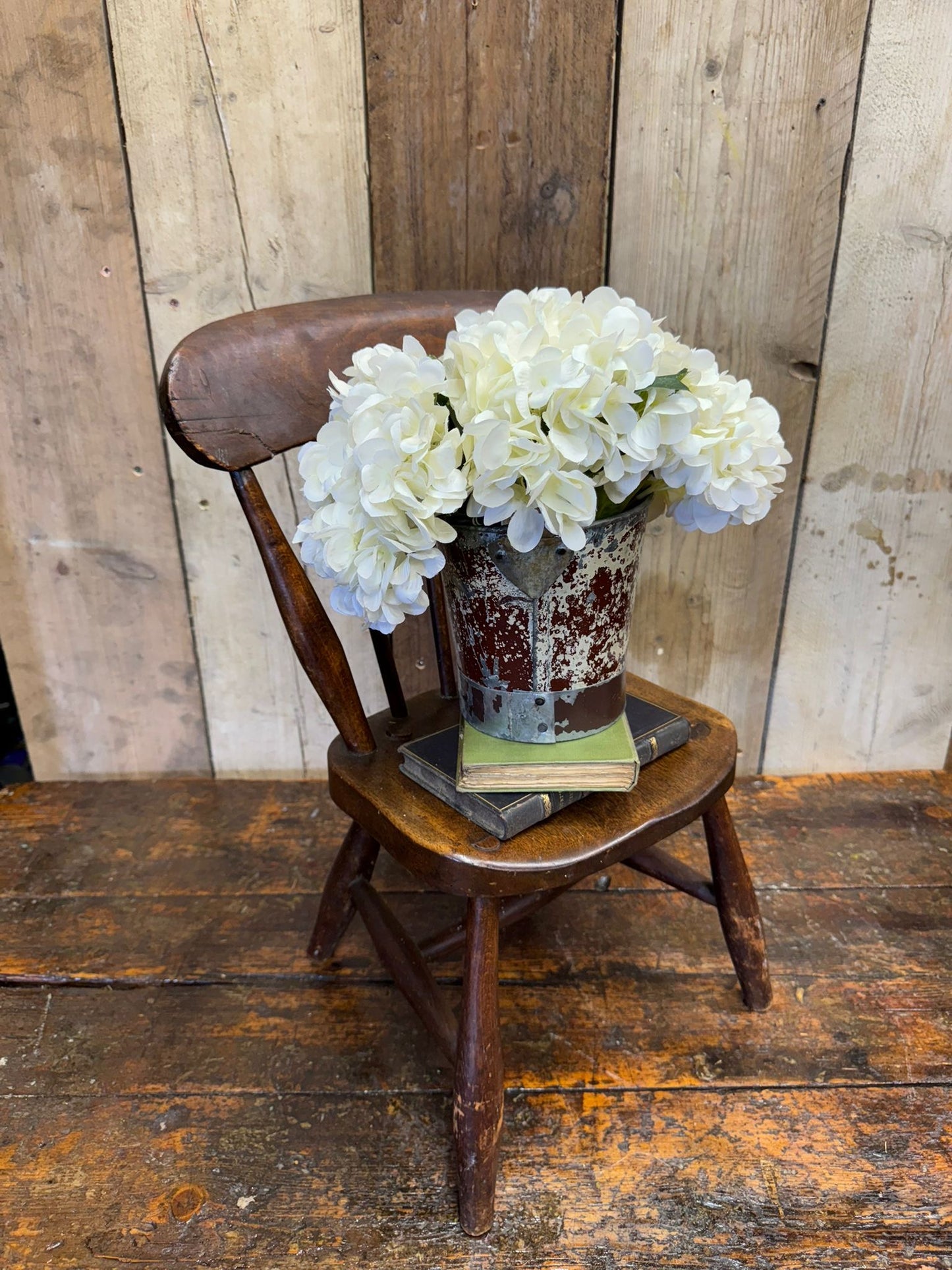 Antique Child’s Chair with Oak Seat – Nursery Book Display Plant Stand Chair A