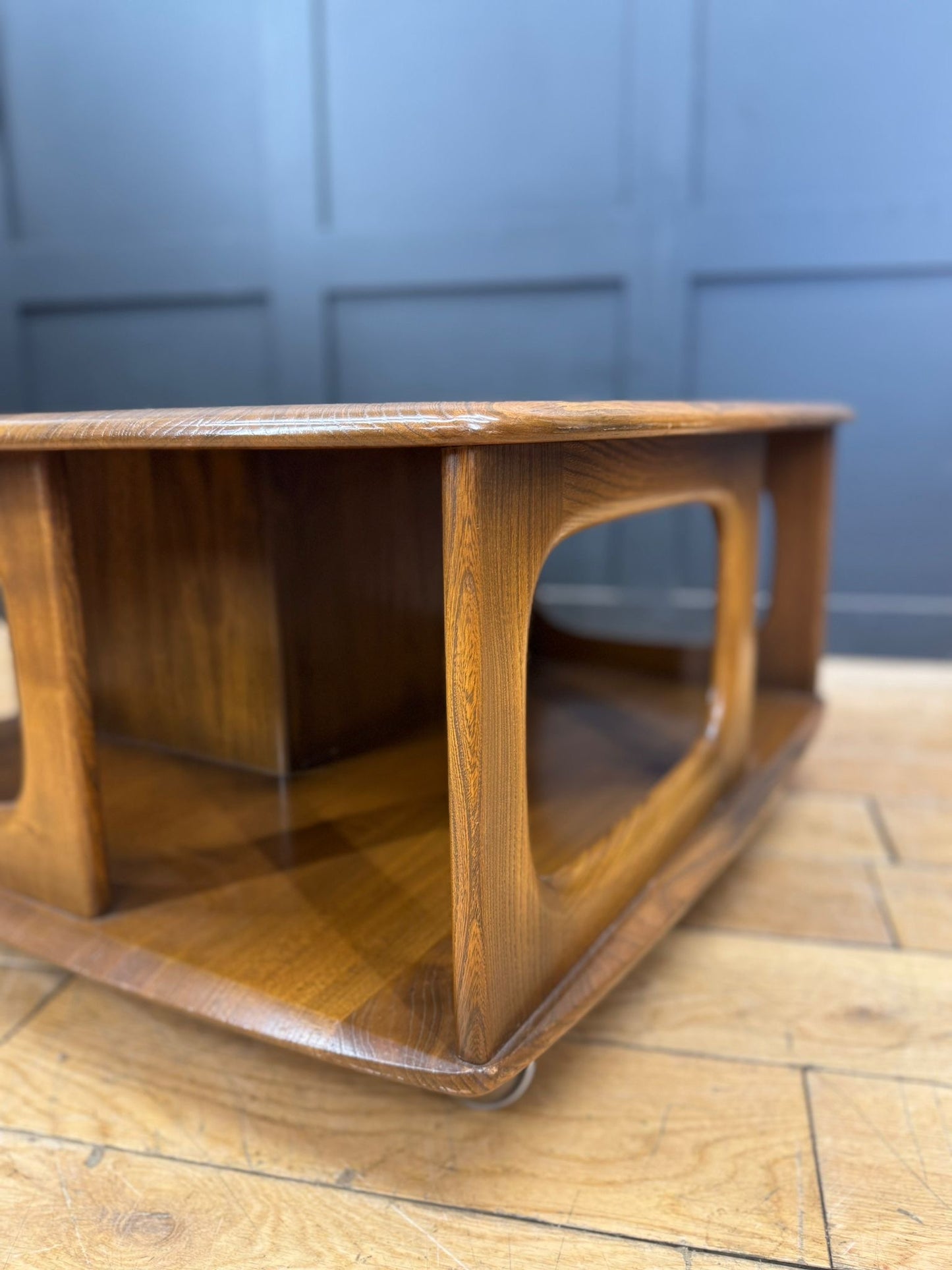 Vintage Ercol Pandora Coffee Table on Castors – 2 Drawers, Mid-Century Design