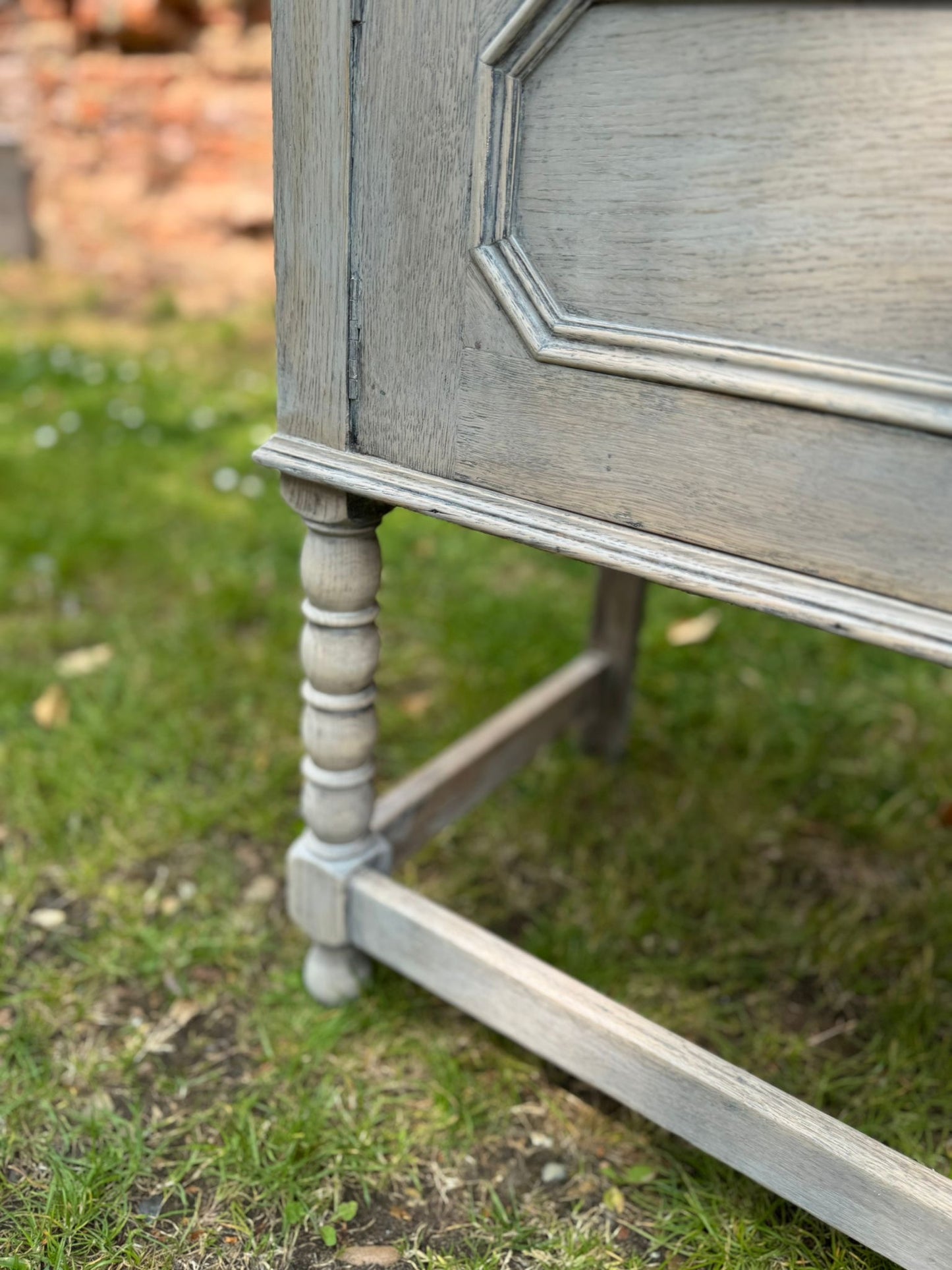Antique Bleached Oak Cabinet – Drawers & Cupboard – Hall Table or Sink Unit