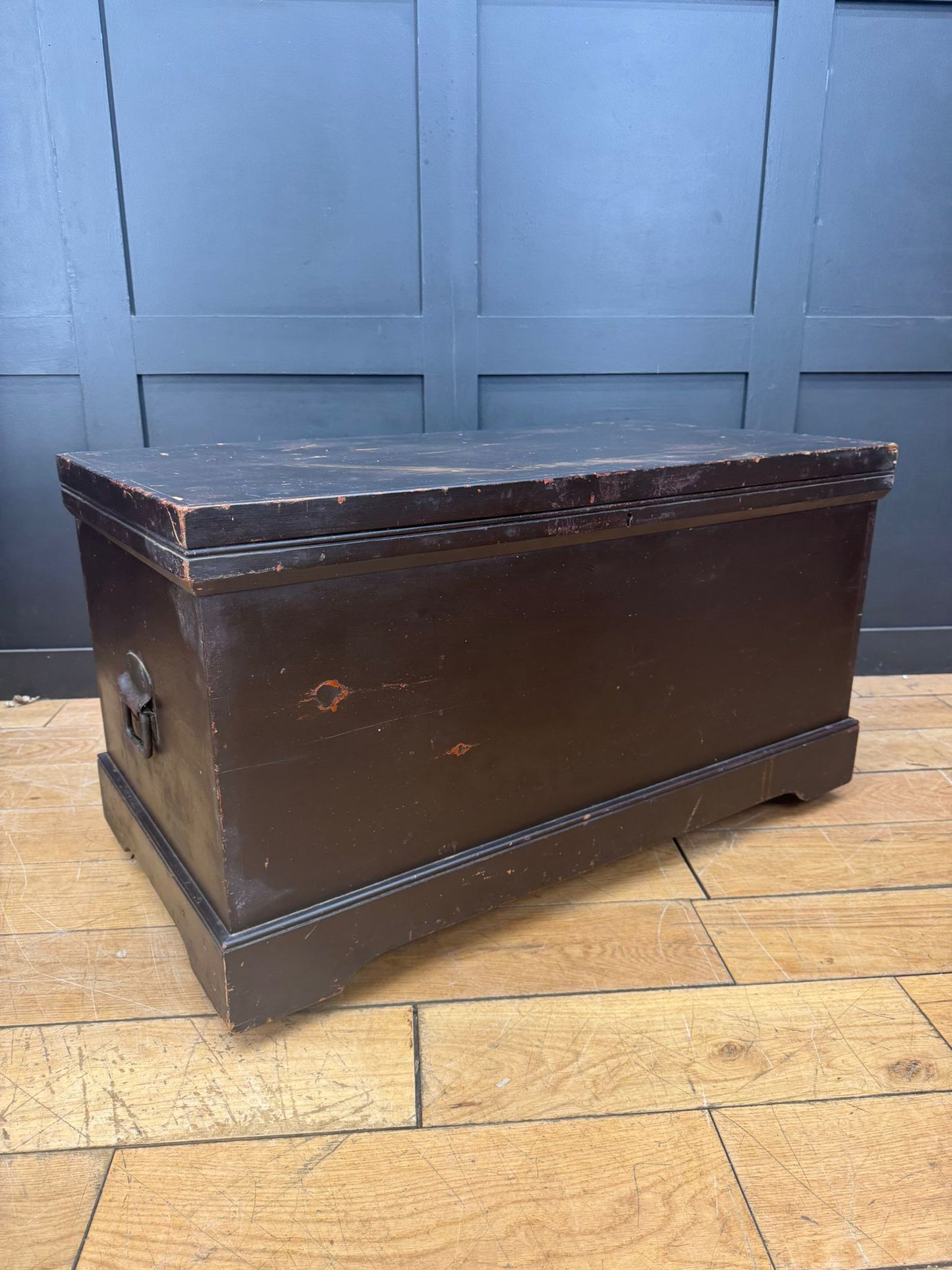 Antique Pine Trunk / Black Chest / Old Pine / Blanket Box / Coffee Table