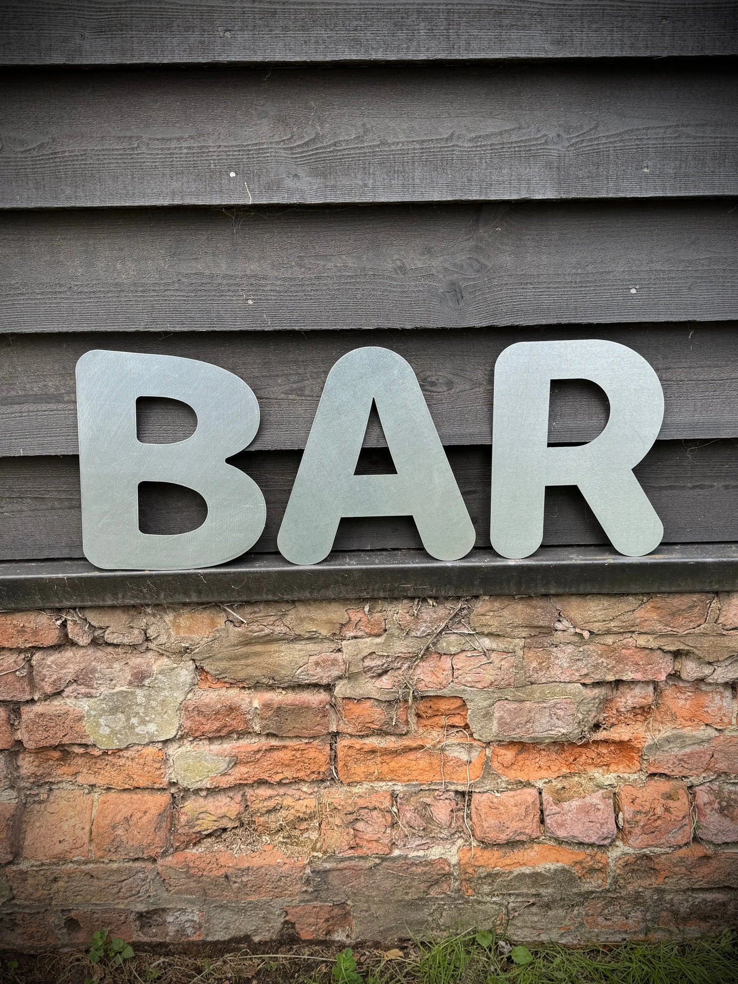 BAR Steel Bubble style Lettering 12 inch RUSTIC WAREHOUSE NORFOLK