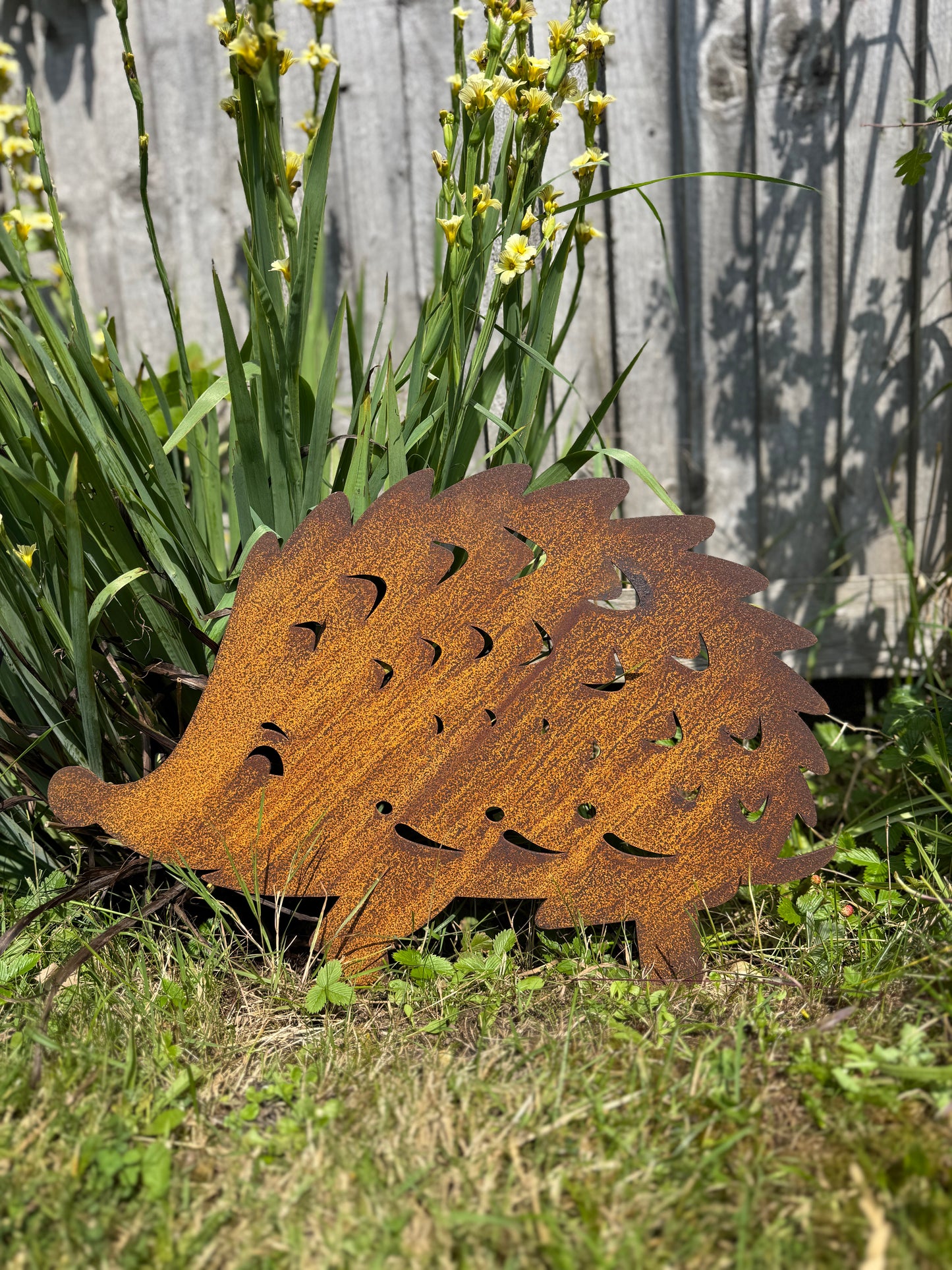 Garden Hedgehog Decoration , Rusty Metal Hedgehog / Garden Lawn Decor / Garden Ornament / Garden Feature Designed and made by us RW NORFOLK