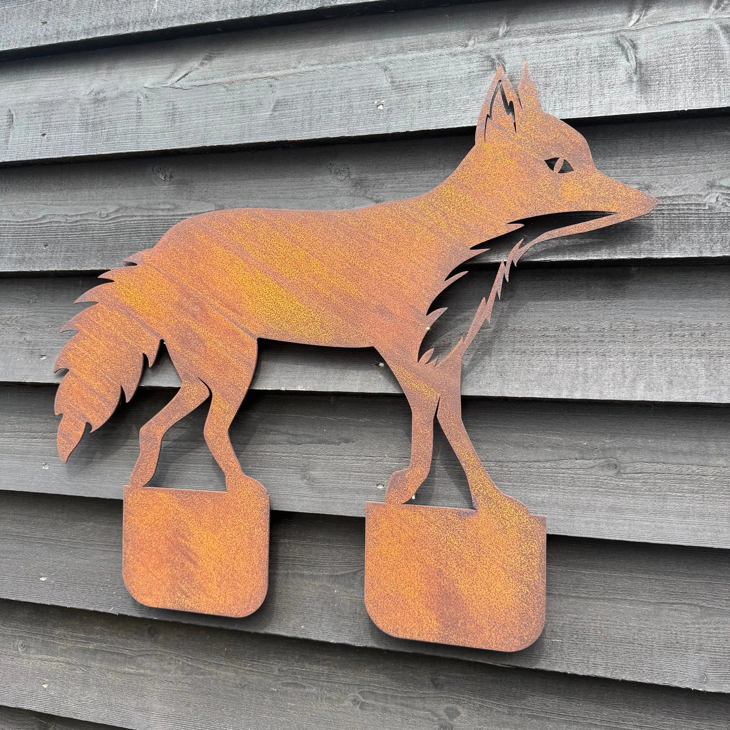 Rusty Metal Walking Fox Garden Decoration RW NORFOLK