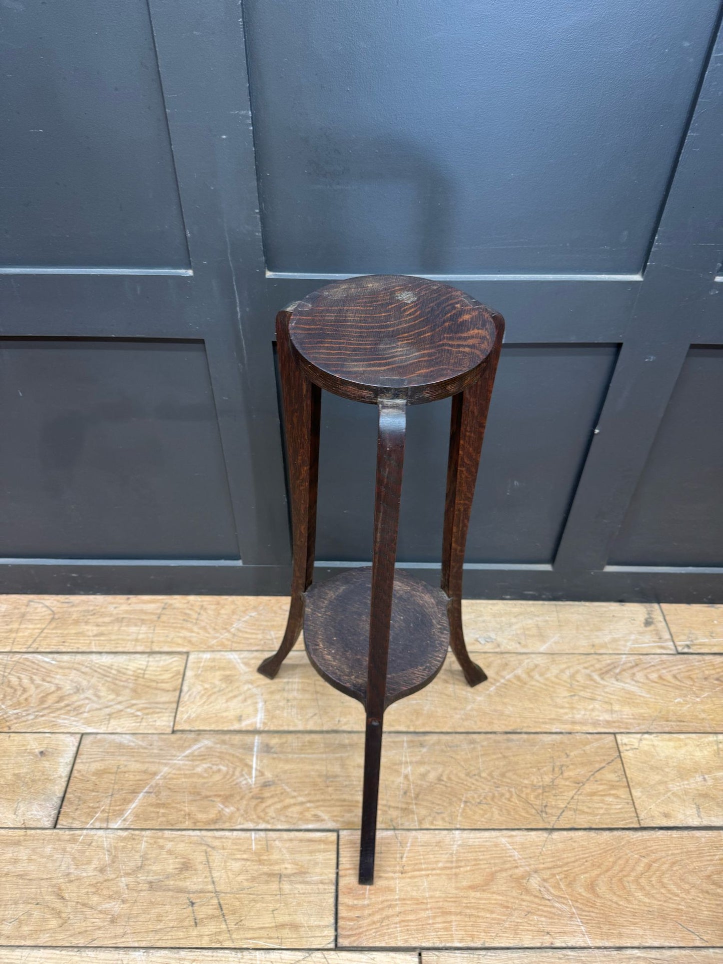 Antique Vintage Planter Jardiniere / R H Lister And Co Barrel Pot Stand In Oak
