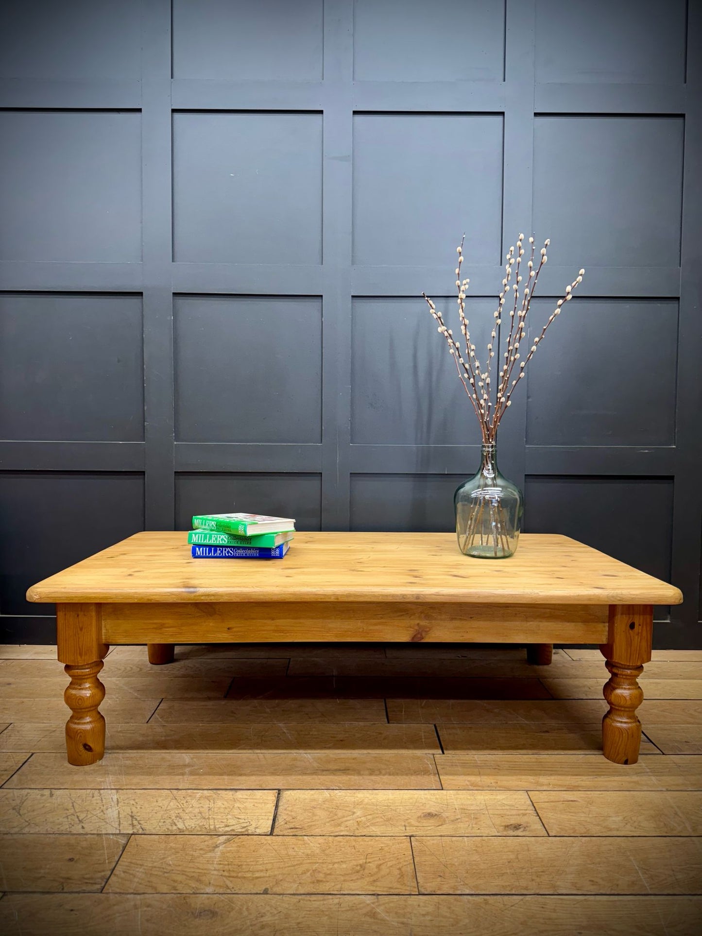 Large Pine Coffee Table / Vintage Low Table / Rustic Coffee Side Table