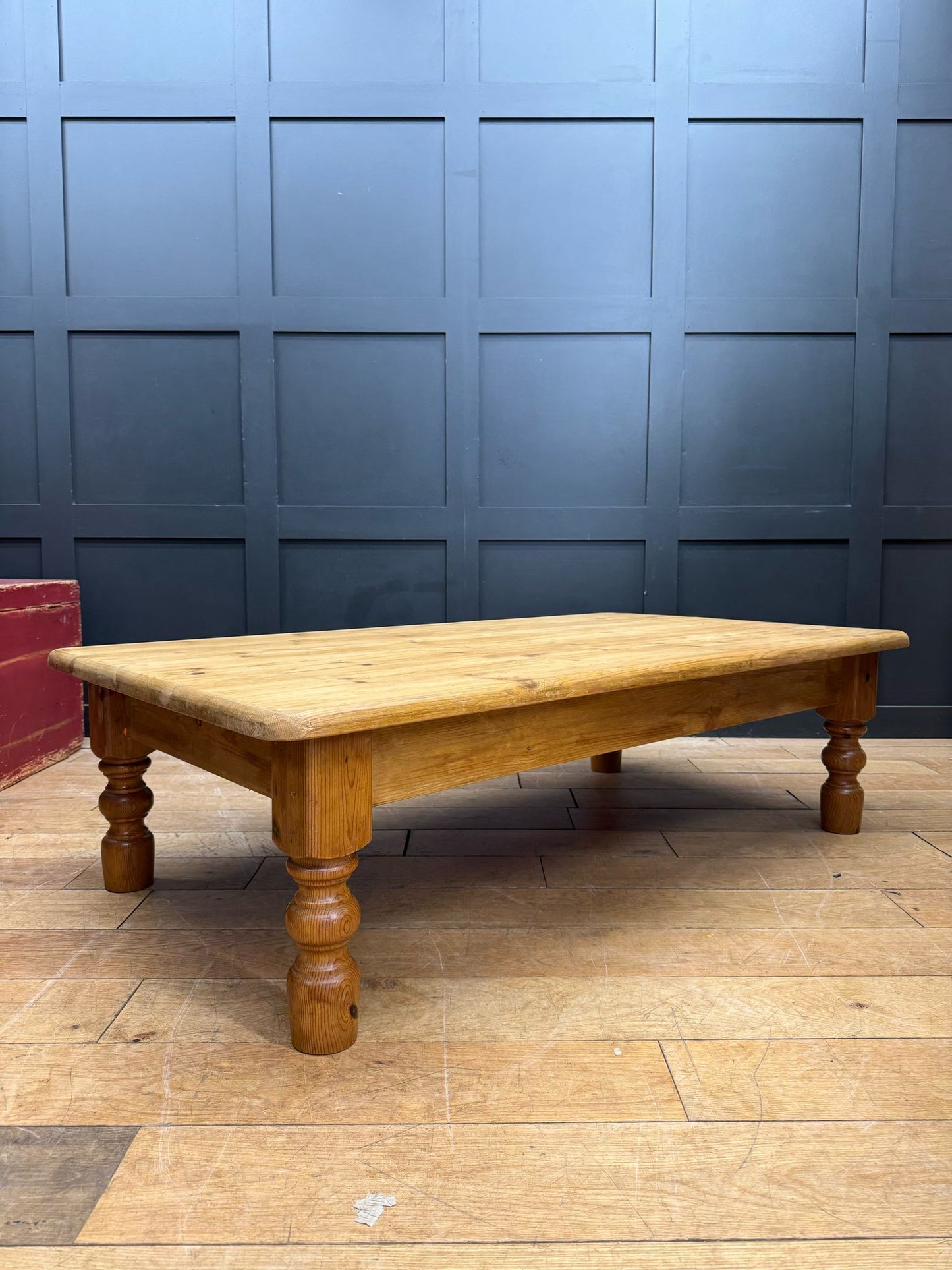 Large Pine Coffee Table / Vintage Low Table / Rustic Coffee Side Table
