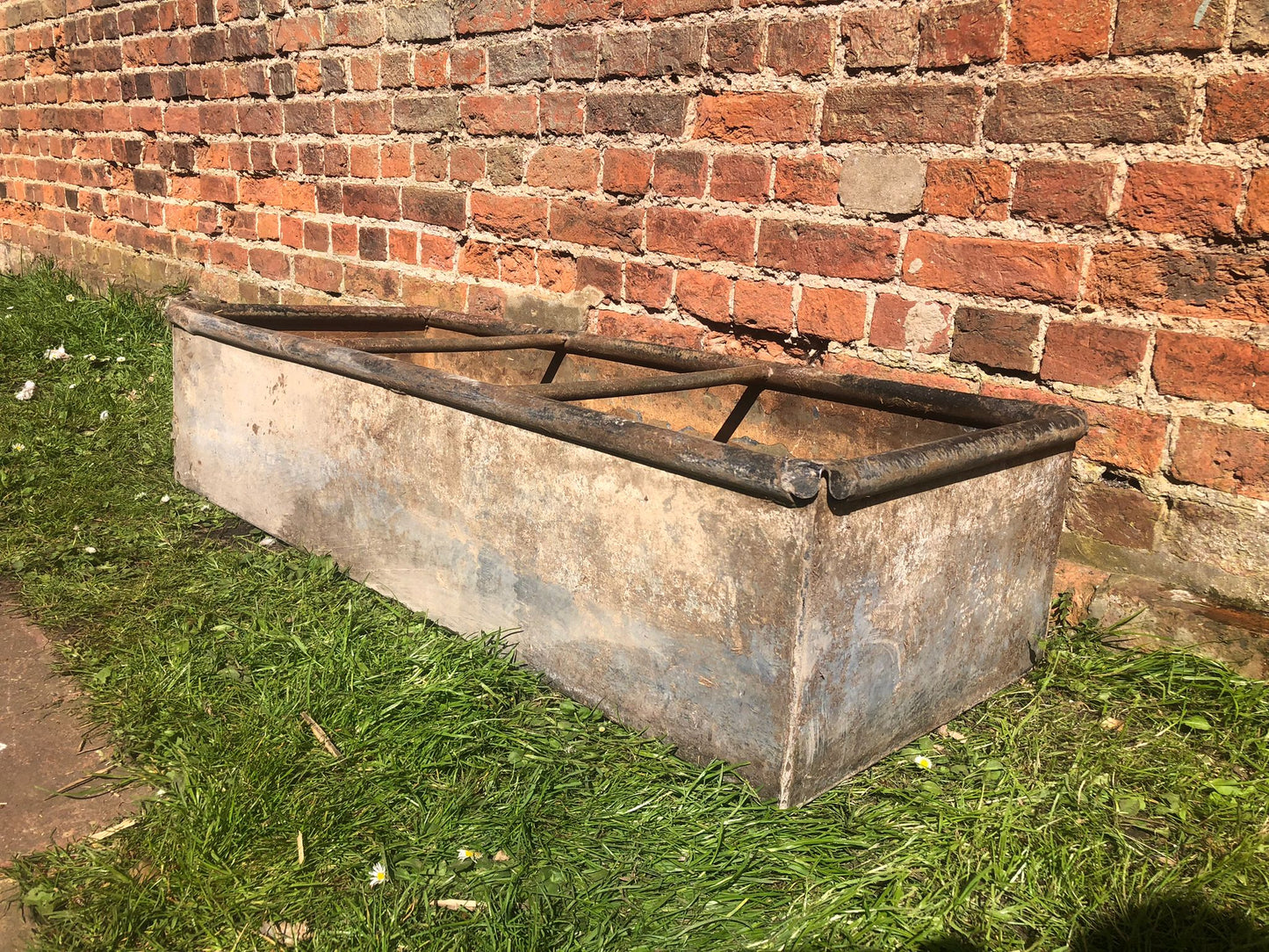 Vintage Galvanised Trough Planter Rustic Herb Garden Decoration Ornament