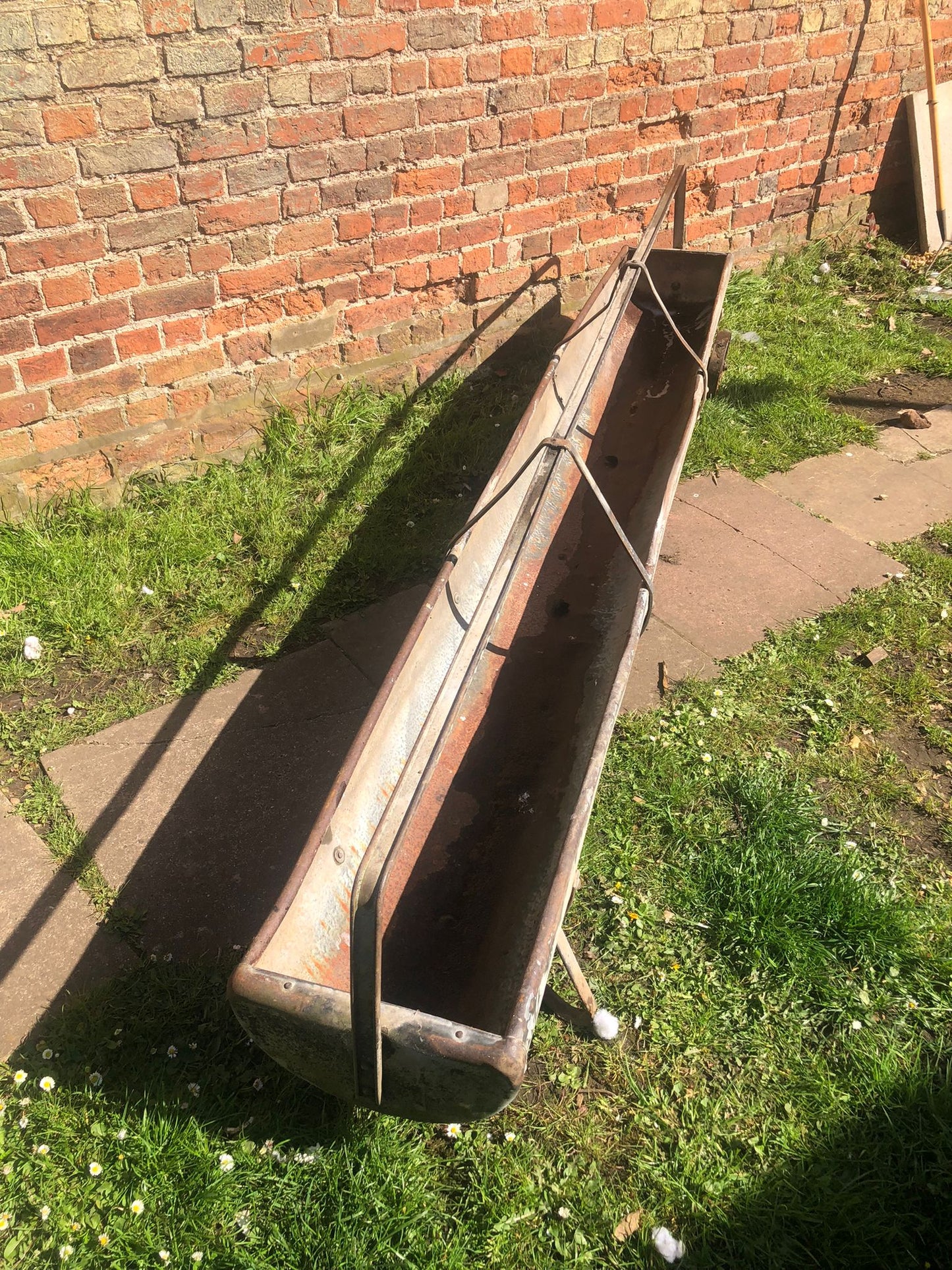 Vintage Large Galvanised Trough Planter Rustic Herb Garden Decoration Ornament