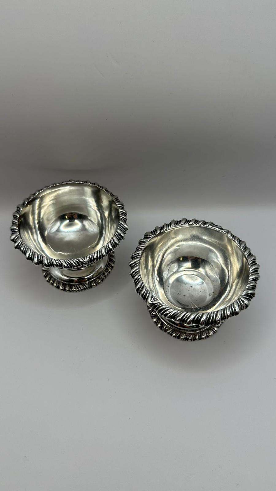 Antique Pair Of Silver Salts Dishes / Collectible Silver / 1890 Mappin Webb