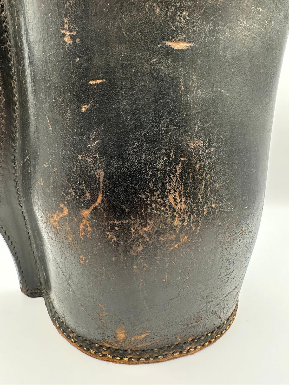Antique Bombard Jug / Leather And Silver / Tankard / Blackjack