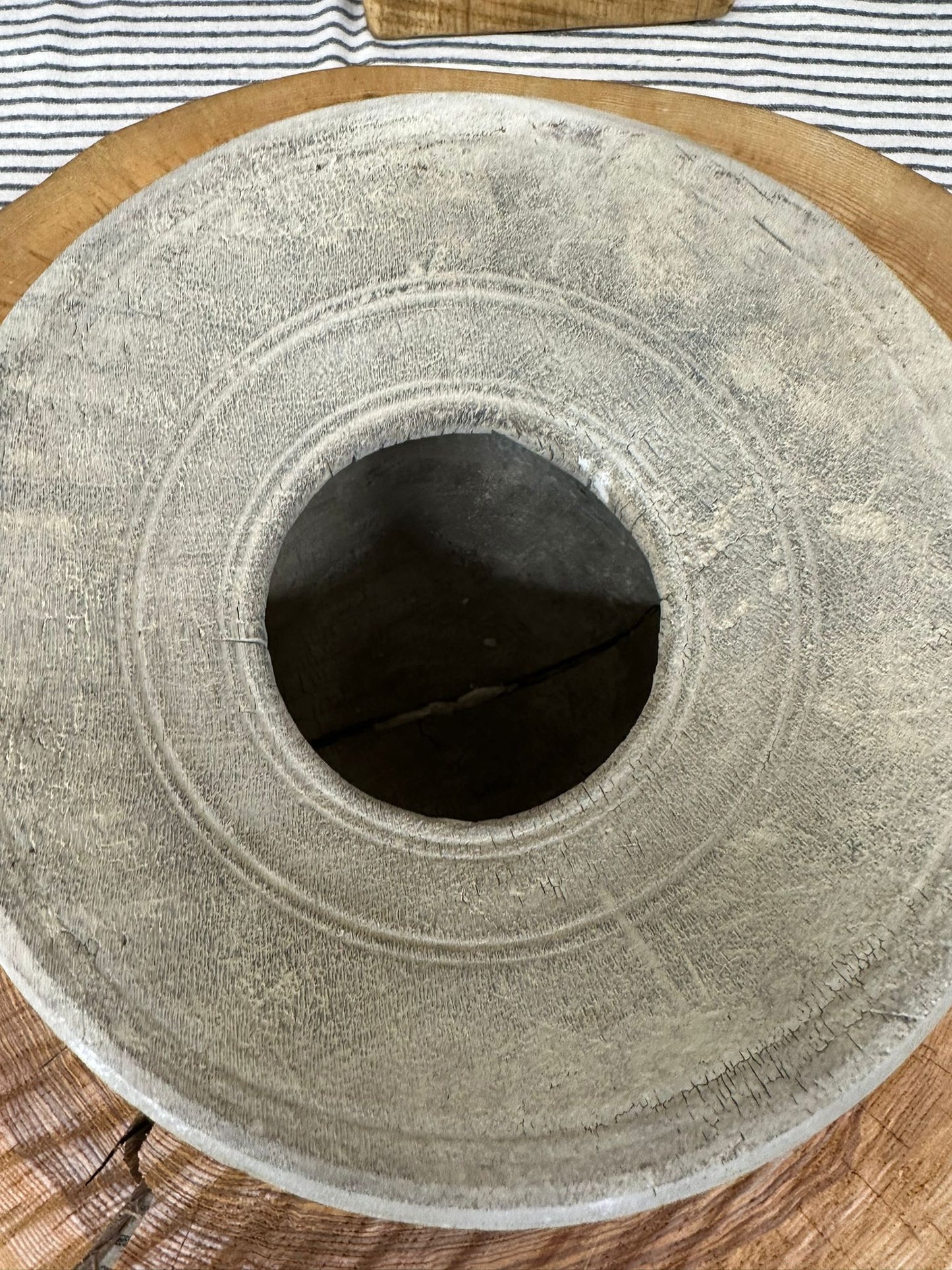 Vintage Indian Wooden Pot / Handmade Kitchen Vase /Rustic Decor B