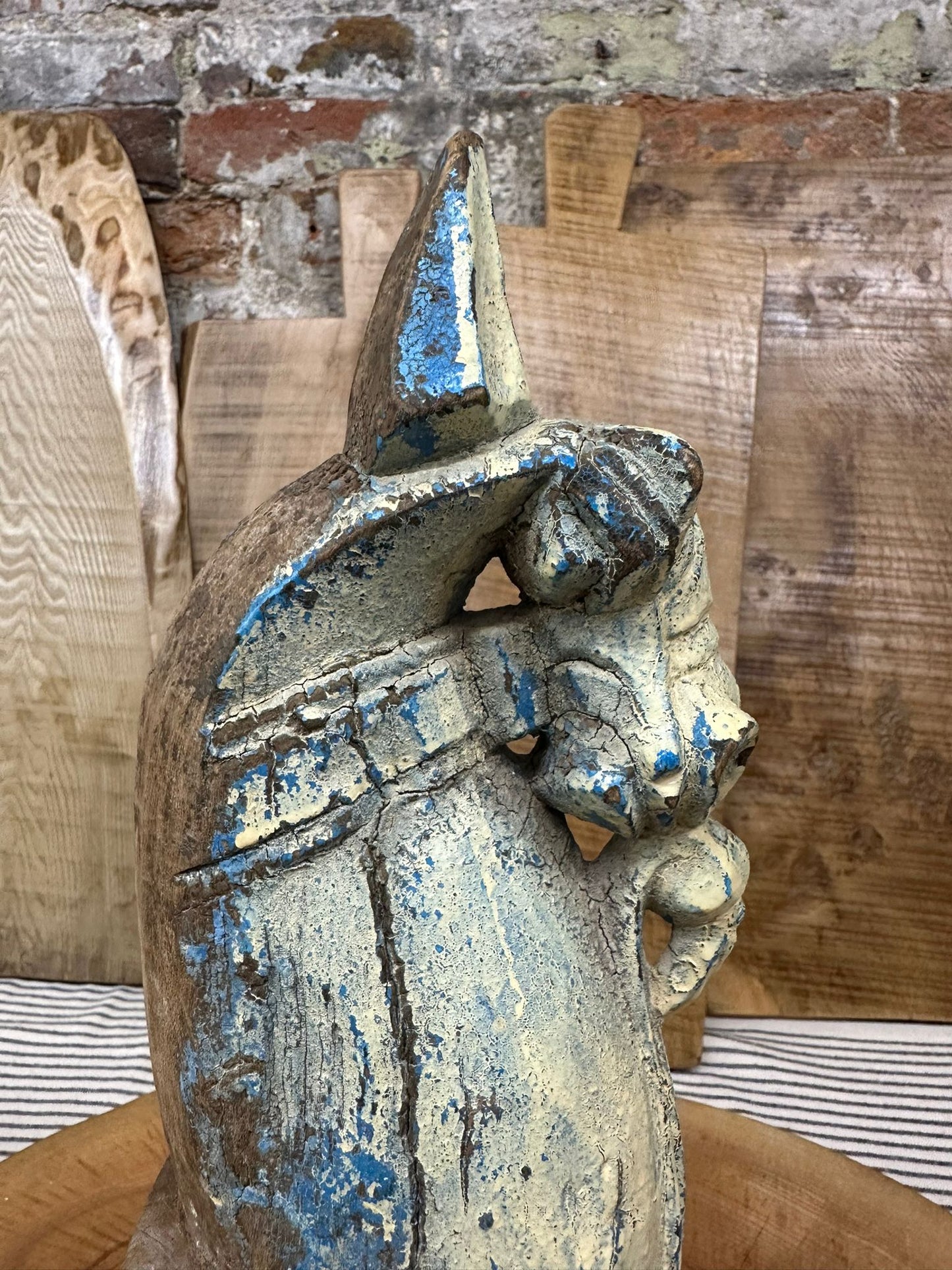 Vintage Handmade Carved Horse Head Ornament / Indian Wooden Horse Head A