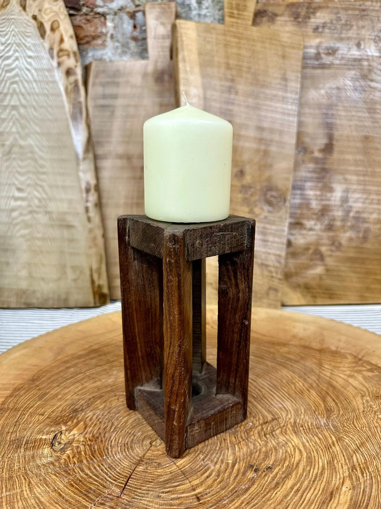 Rustic Wooden Candle Holder / Church Candle / Reclaimed Farmhouse Decor /Square RUSTIC WAREHOUSE NORFOLK
