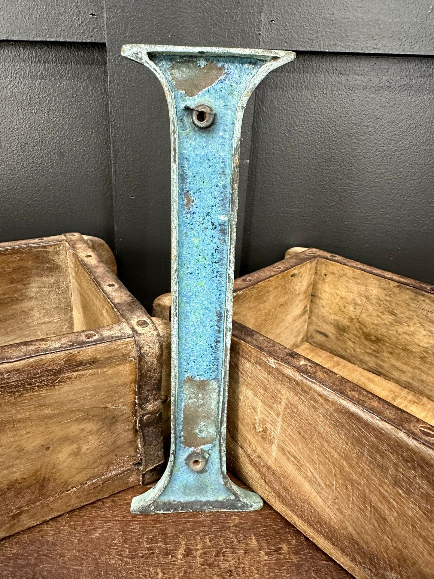 Antique Letter I / Copper & Enamel Lettering / Personalised Gift Present / 1920s