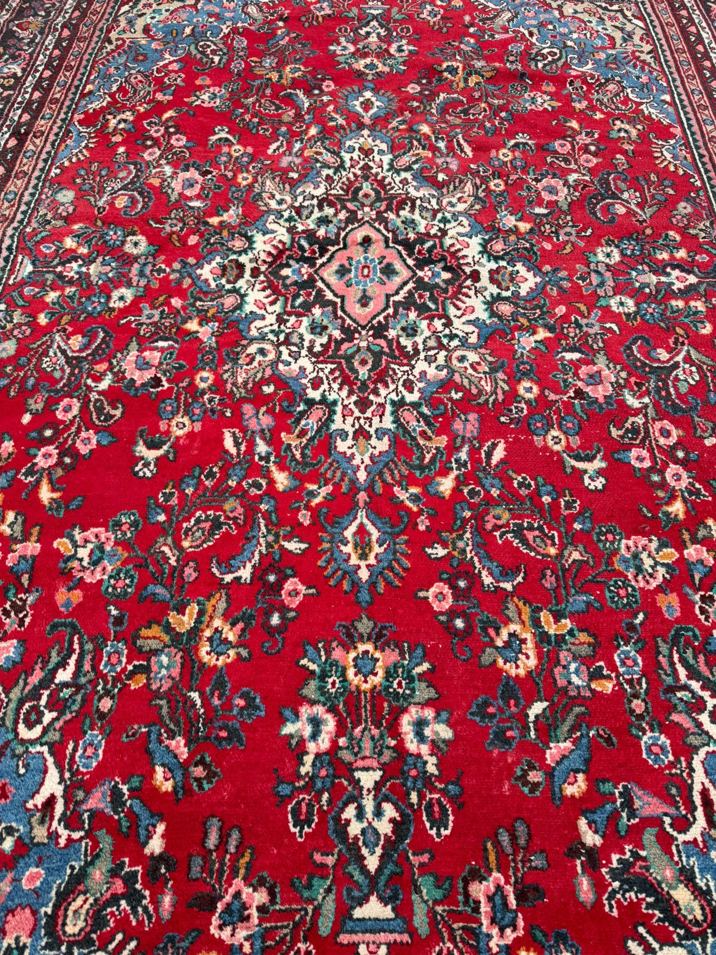 Vintage Hand Made Traditional Oriental Wool Red Large Carpet 381x270cm
