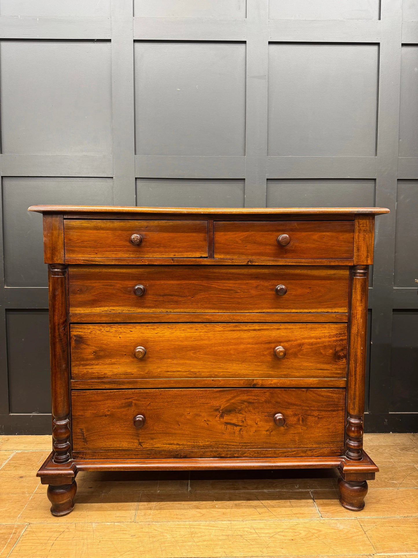 Vintage Hardwood Chest of Drawers Bedroom Storage Furniture Cabinet 5 Drawer