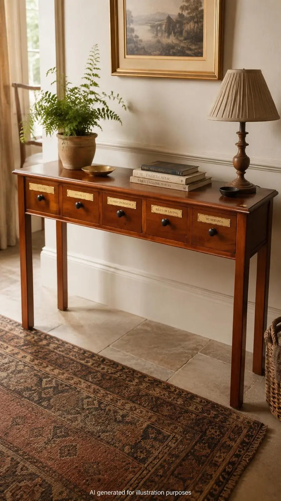 Vintage Mahogany Apothecary Style Five Drawer Console Hall Table Sideboard RUSTIC WAREHOUSE NORFOLK