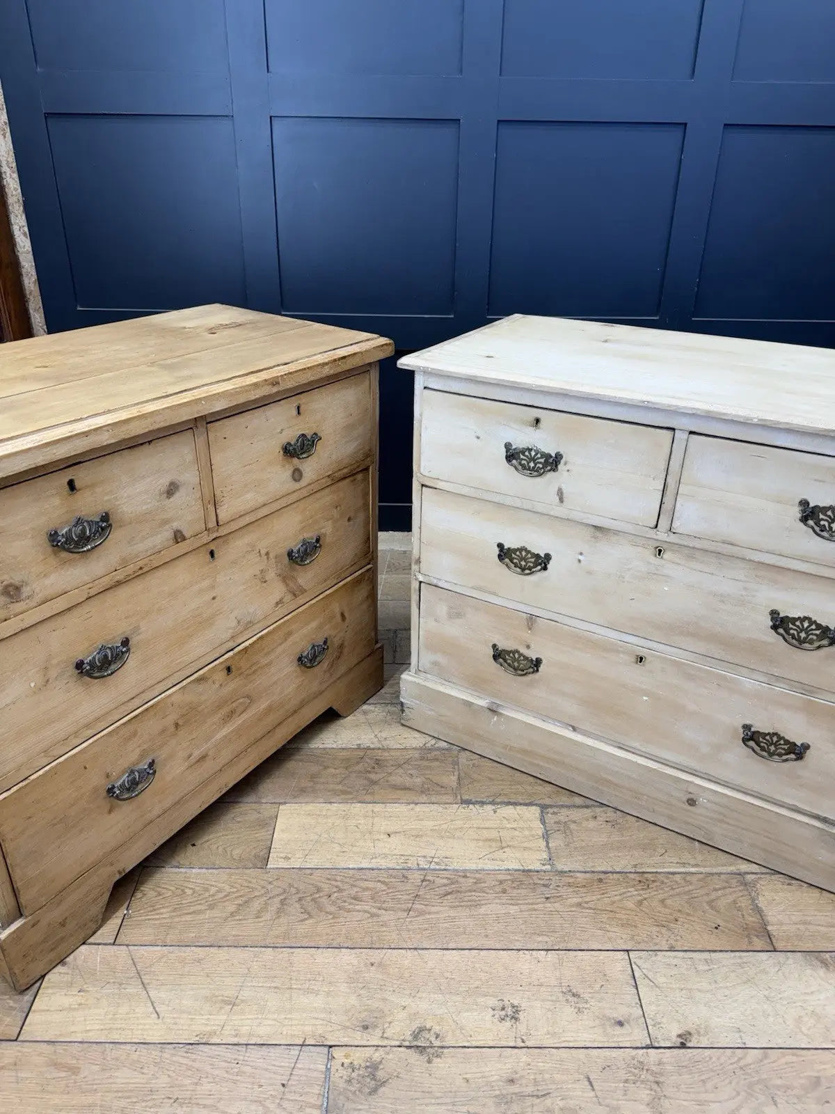 Antique dressers rustic pine chest with two short and two full-width drawers.