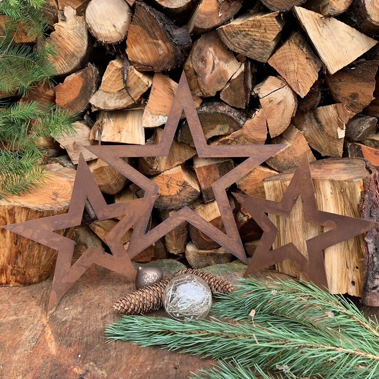 Rustic 3 X rusty Christmas Stars Decorations RUSTIC WAREHOUSE NORFOLK