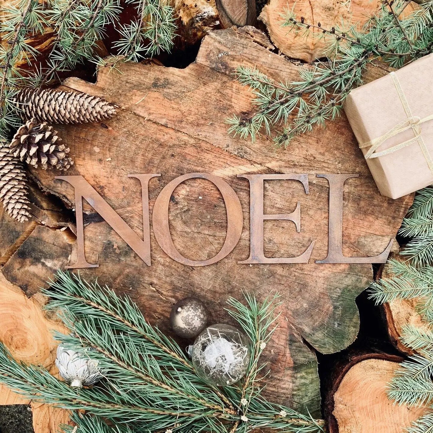 Rustic Rusty Classic NOEL Christmas Mantle Fireplace Decoration Sign Metal RUSTIC WAREHOUSE NORFOLK