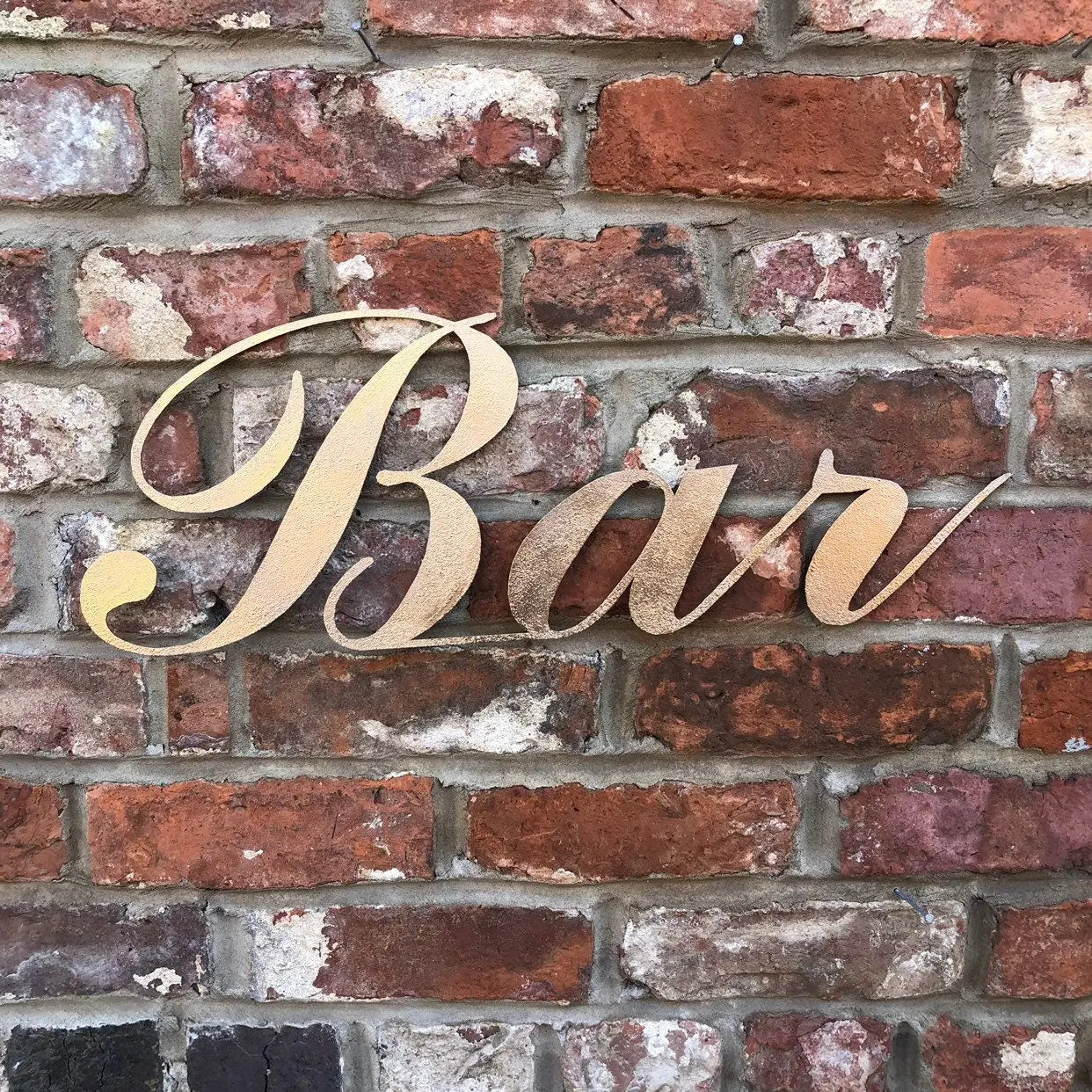 Distressed Gold Metal Bar Decoration RUSTIC WAREHOUSE NORFOLK