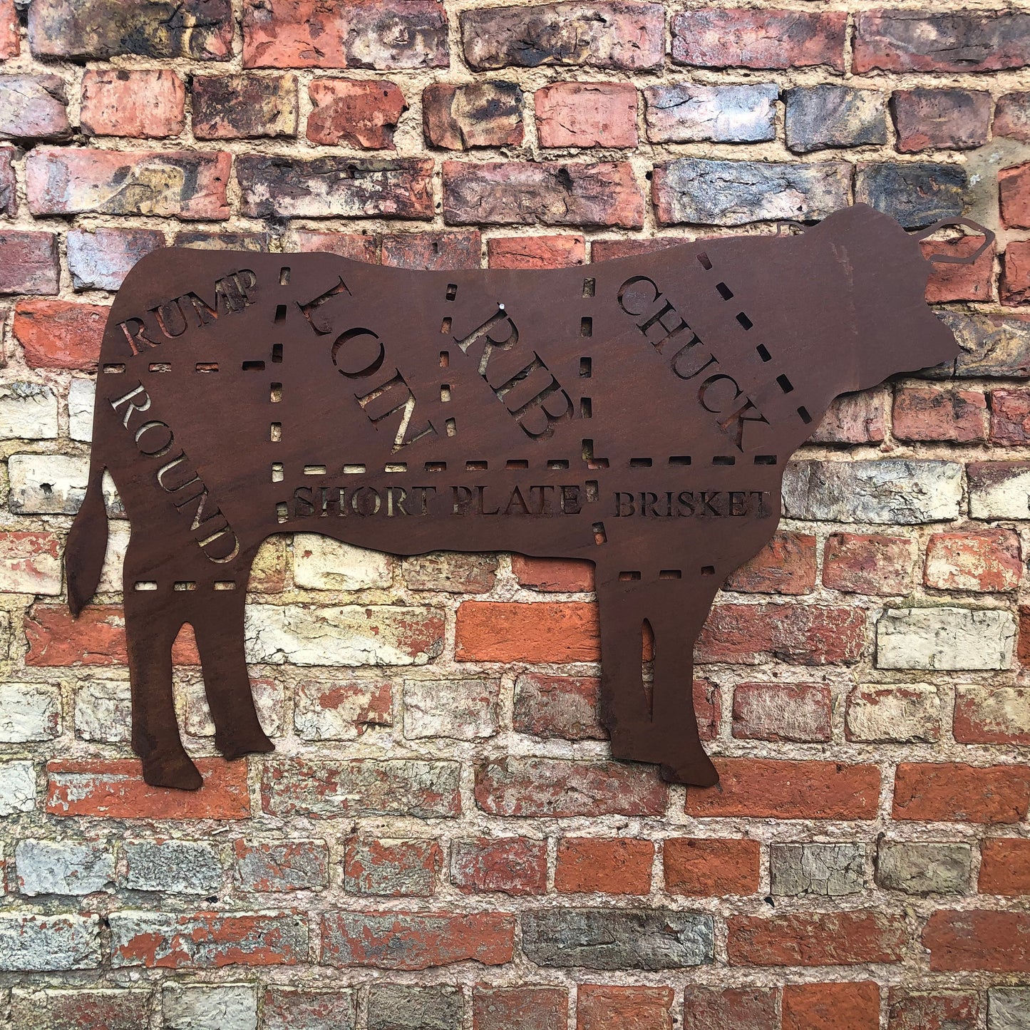 Large Butchers Cuts Cow Wall Decoration
