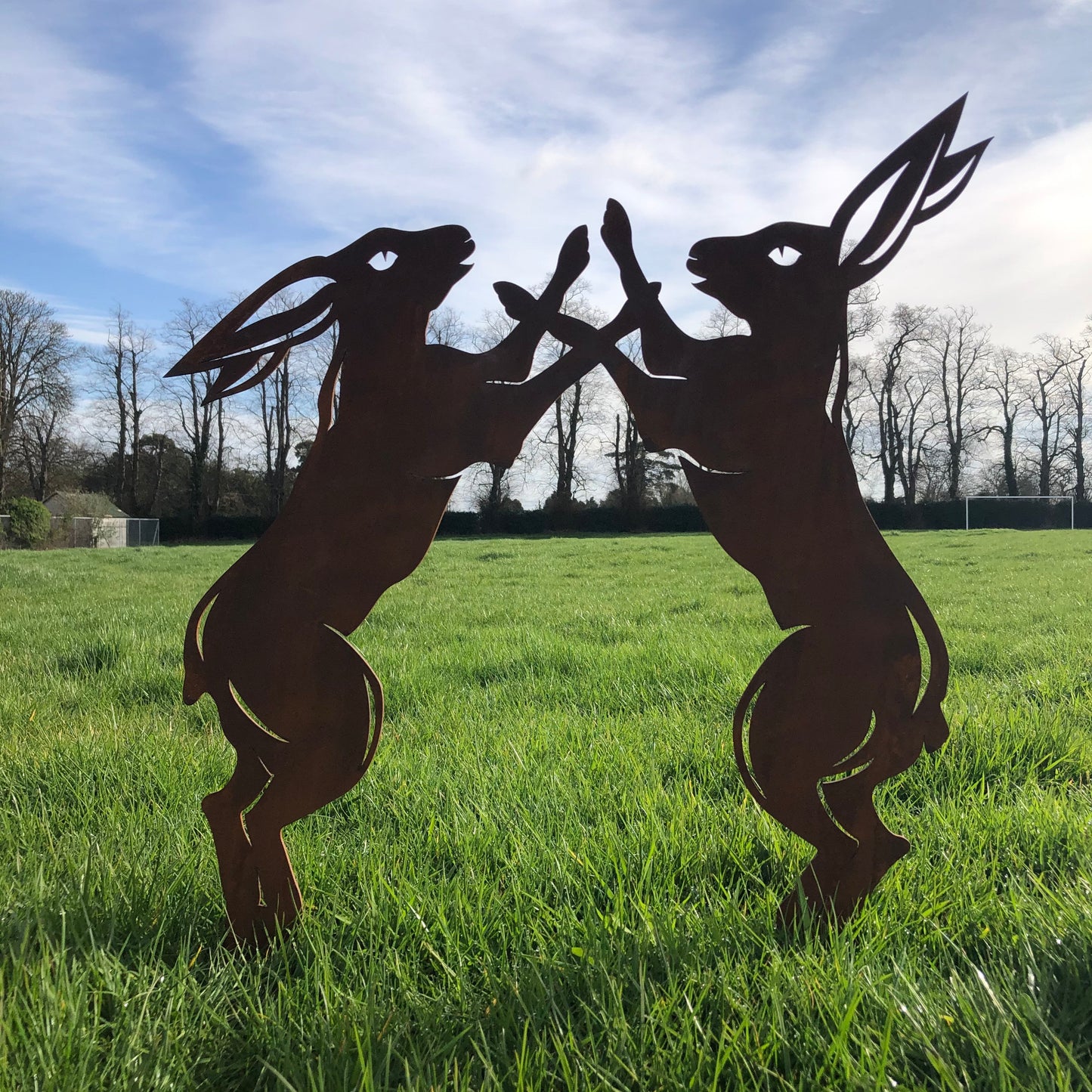 joined hares garden decoration / statue