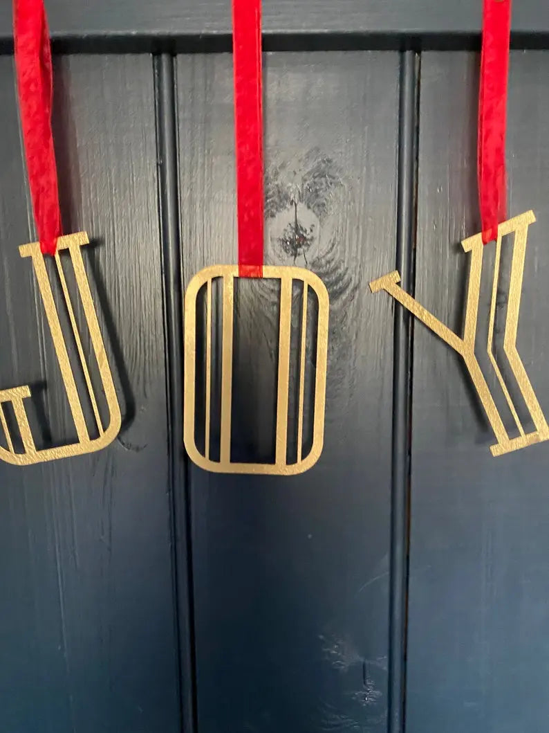 Christmas Tree Decorations / Joy Letters / Personalised Gifts / Christmas Present / Art Deco Letters RUSTIC WAREHOUSE NORFOLK