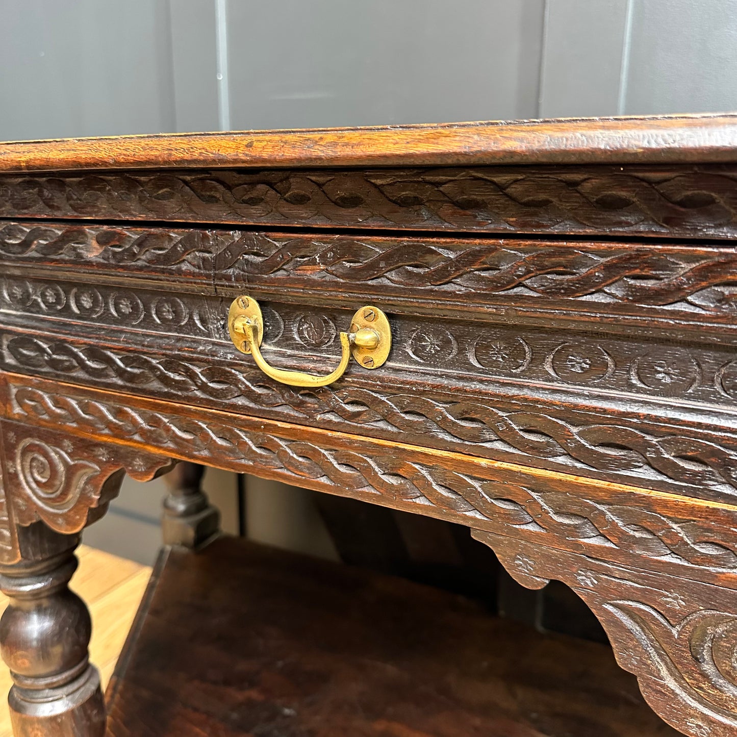 Antique Oak Credence Table / Hexagonal Table / Oak Sideboard / Lamp Table