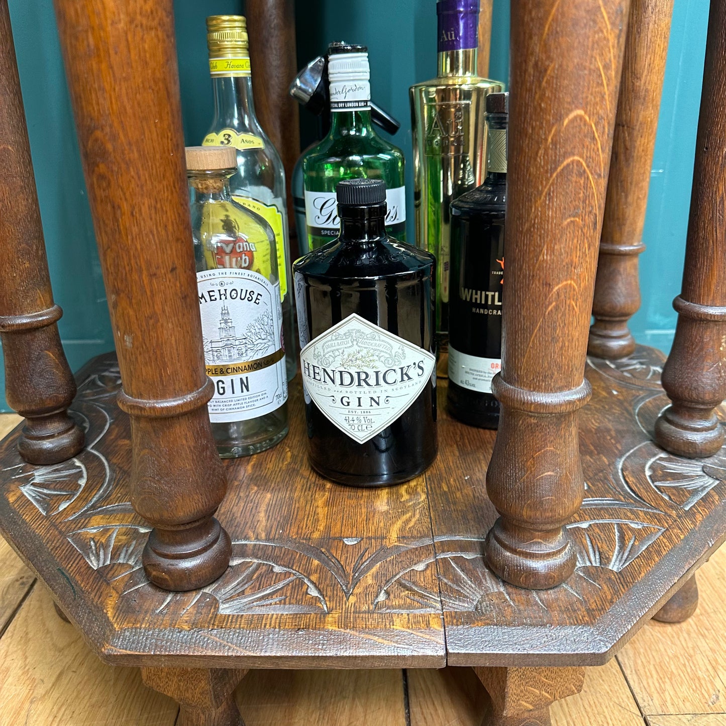 Antique Oak Side Table / Octagonal Table / Cocktail Cabinet / Lamp Table