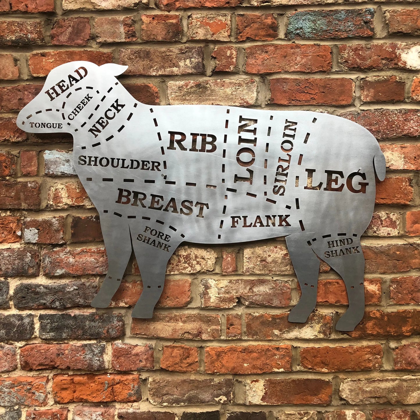 Large Galvanized Steel Butchers Lamb Decoration RW NORFOLK