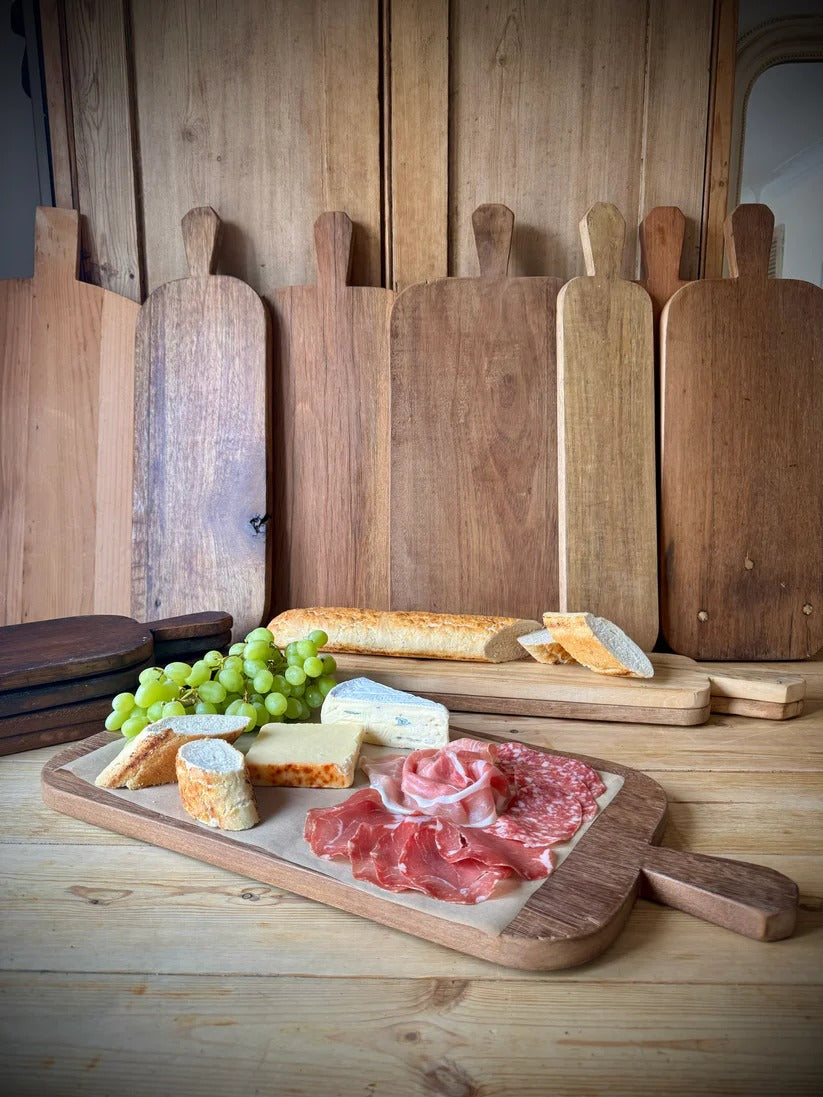 Reclaimed wooden chopping boards and serving trays