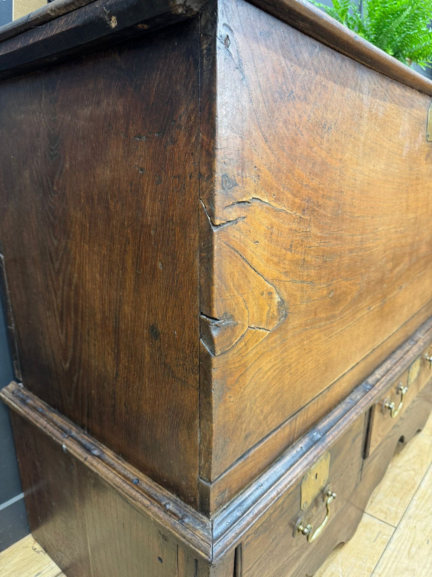 Antique Elm Oak Mule Chest Coffer – Sideboard TV Stand Storage with Drawers