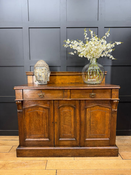 Victorian Oak Sideboard with Fitted Slide-Out Trays / Cupboard Drawers