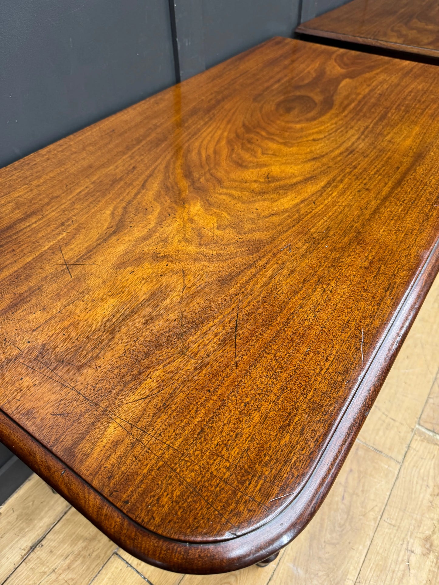 Pair Antique Mahogany Side Tables Console Hall Sofa Tables /desks on Castors