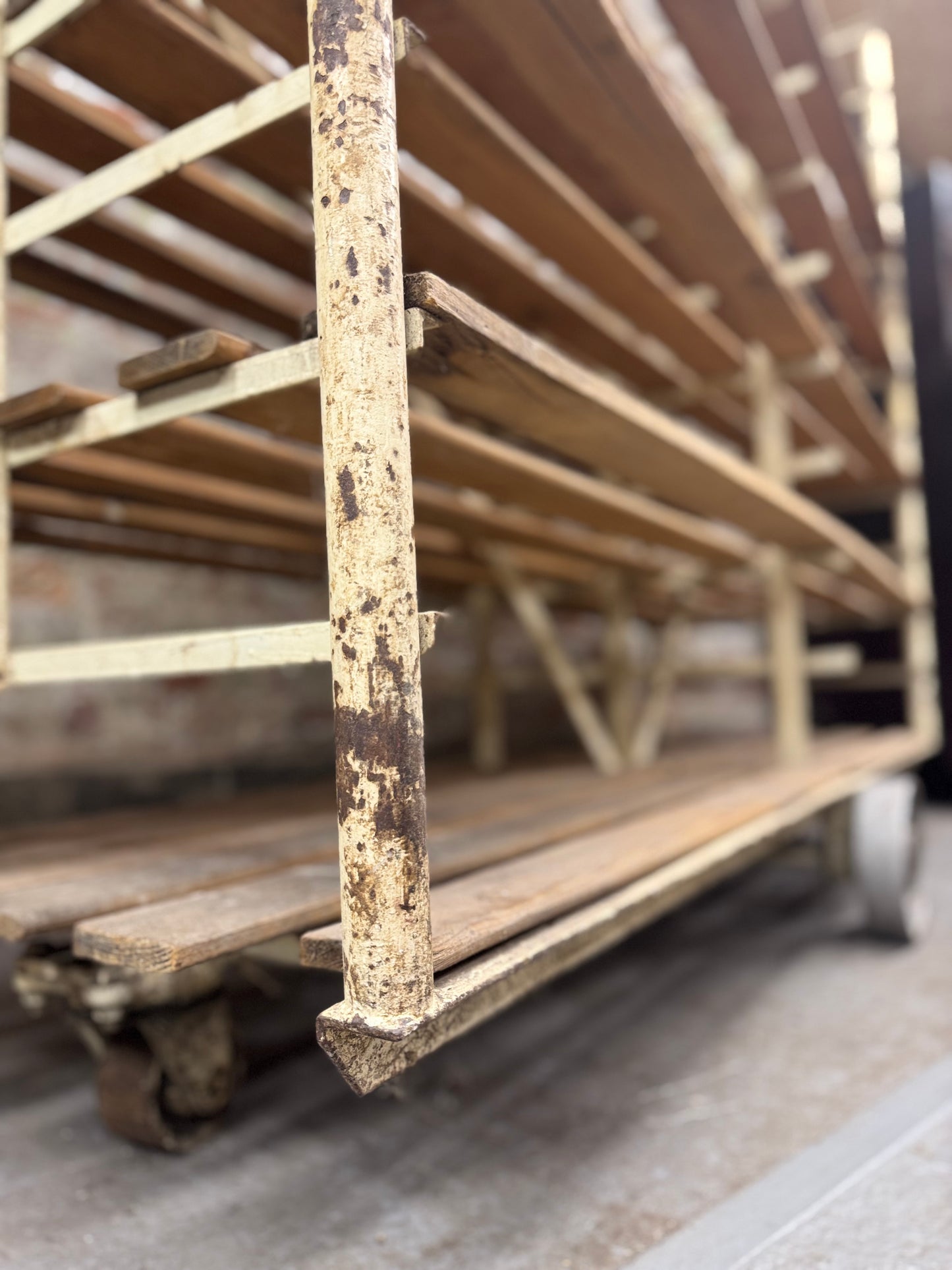 Large Vintage French Bakery Rack – Industrial Shop Display Shelving