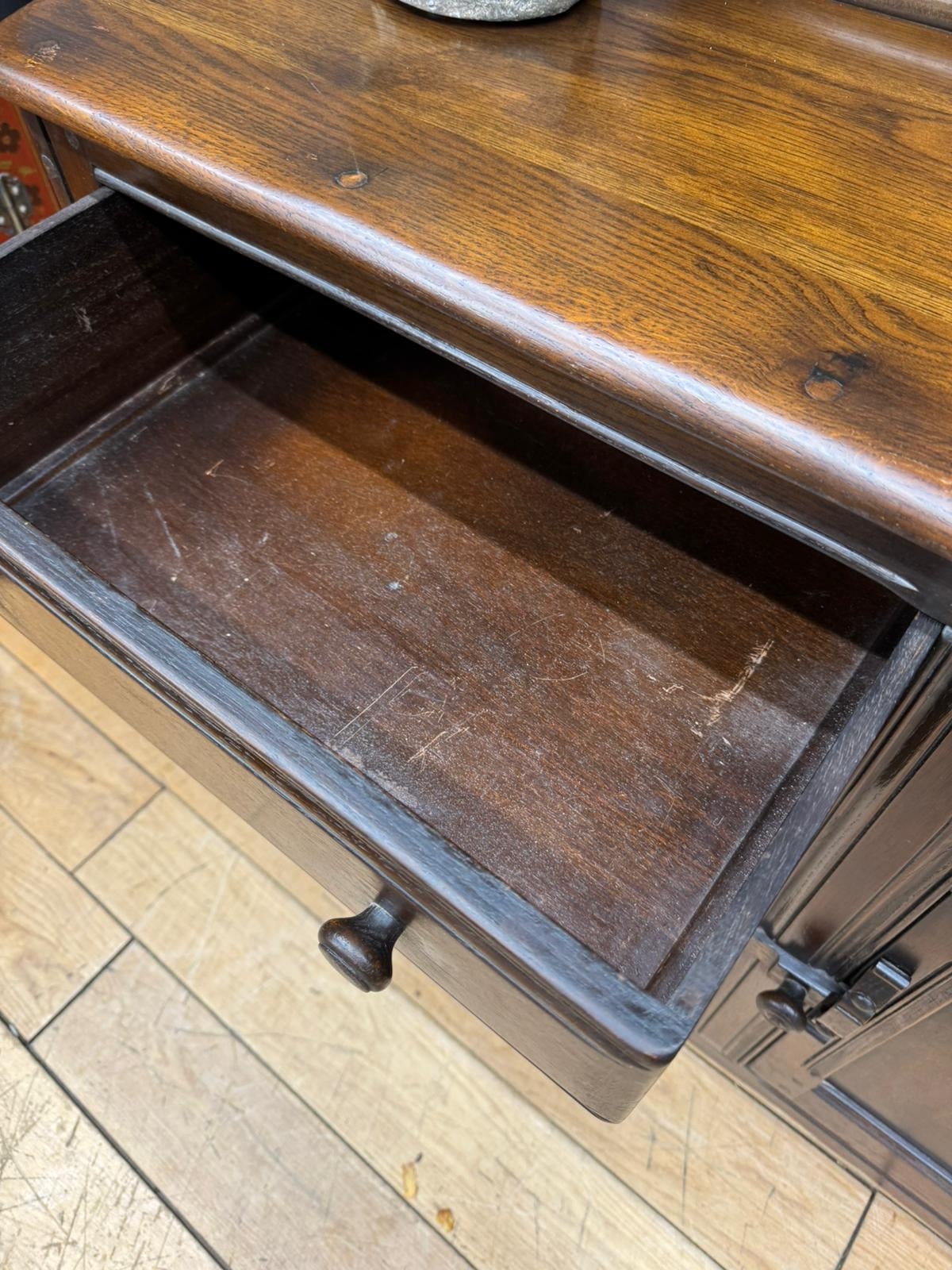 Ercol Old Colonial Solid Oak Dresser Base and Rack – Classic Vintage Storage