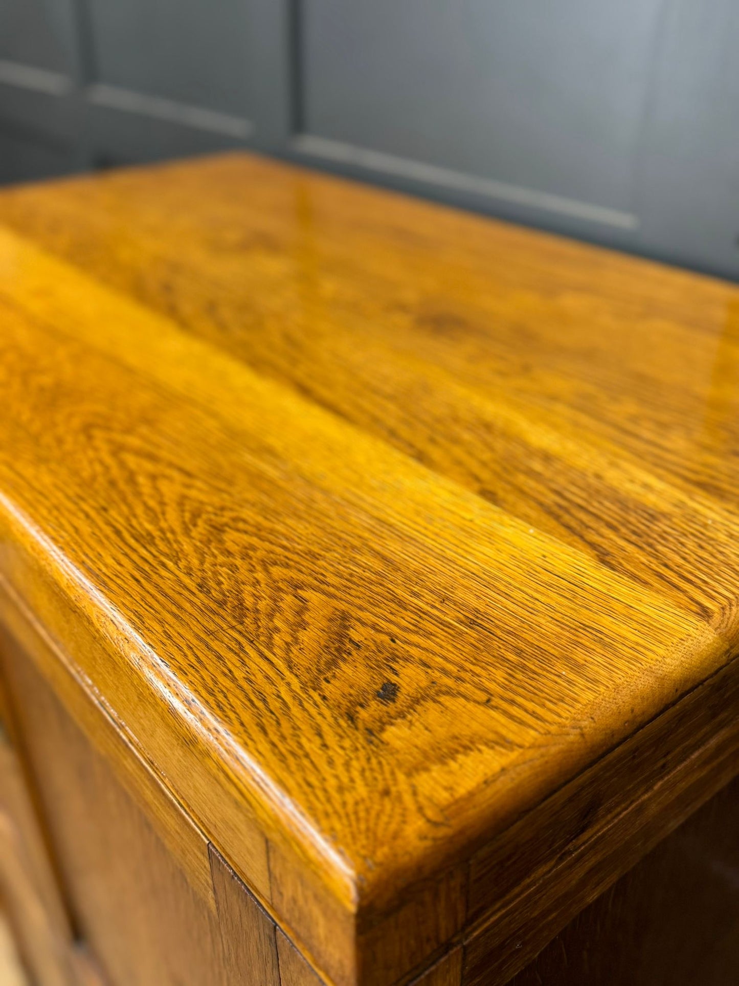 Antique Oak School Cupboard / Four Door Storage Cabinet / Science Art Cupboard