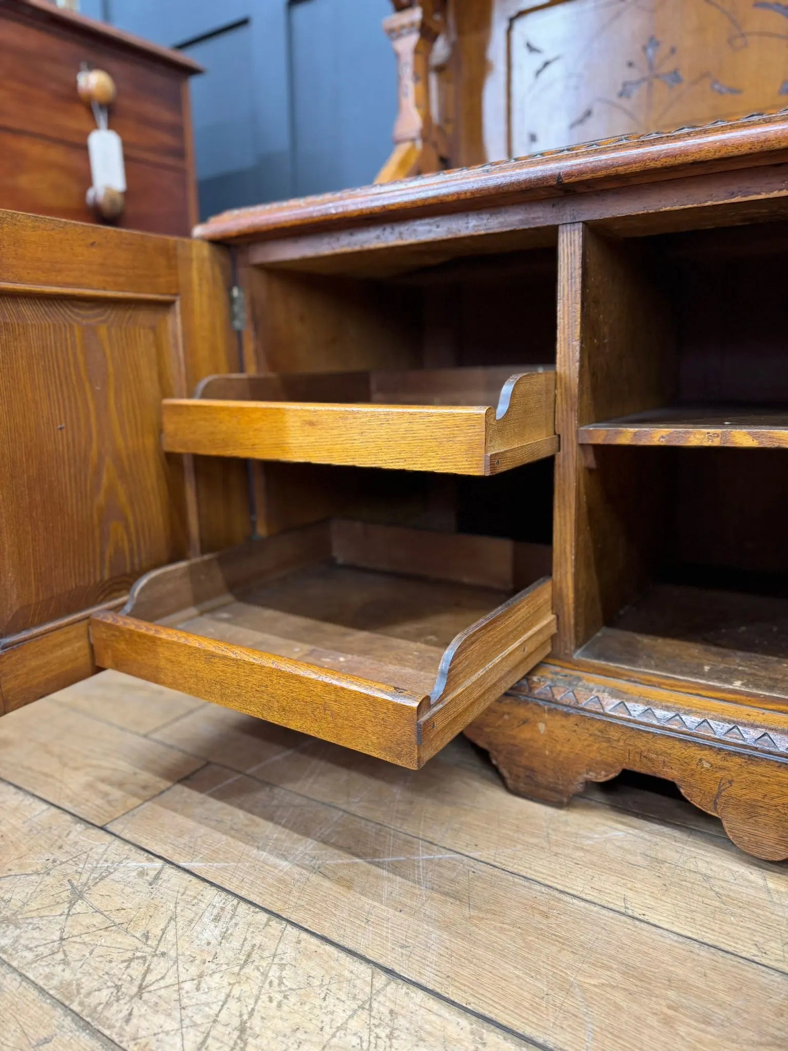 Antique Oak Buffet Sideboard Cabinet / Cupboard Gothic /Aesthetic Movement RUSTIC WAREHOUSE NORFOLK