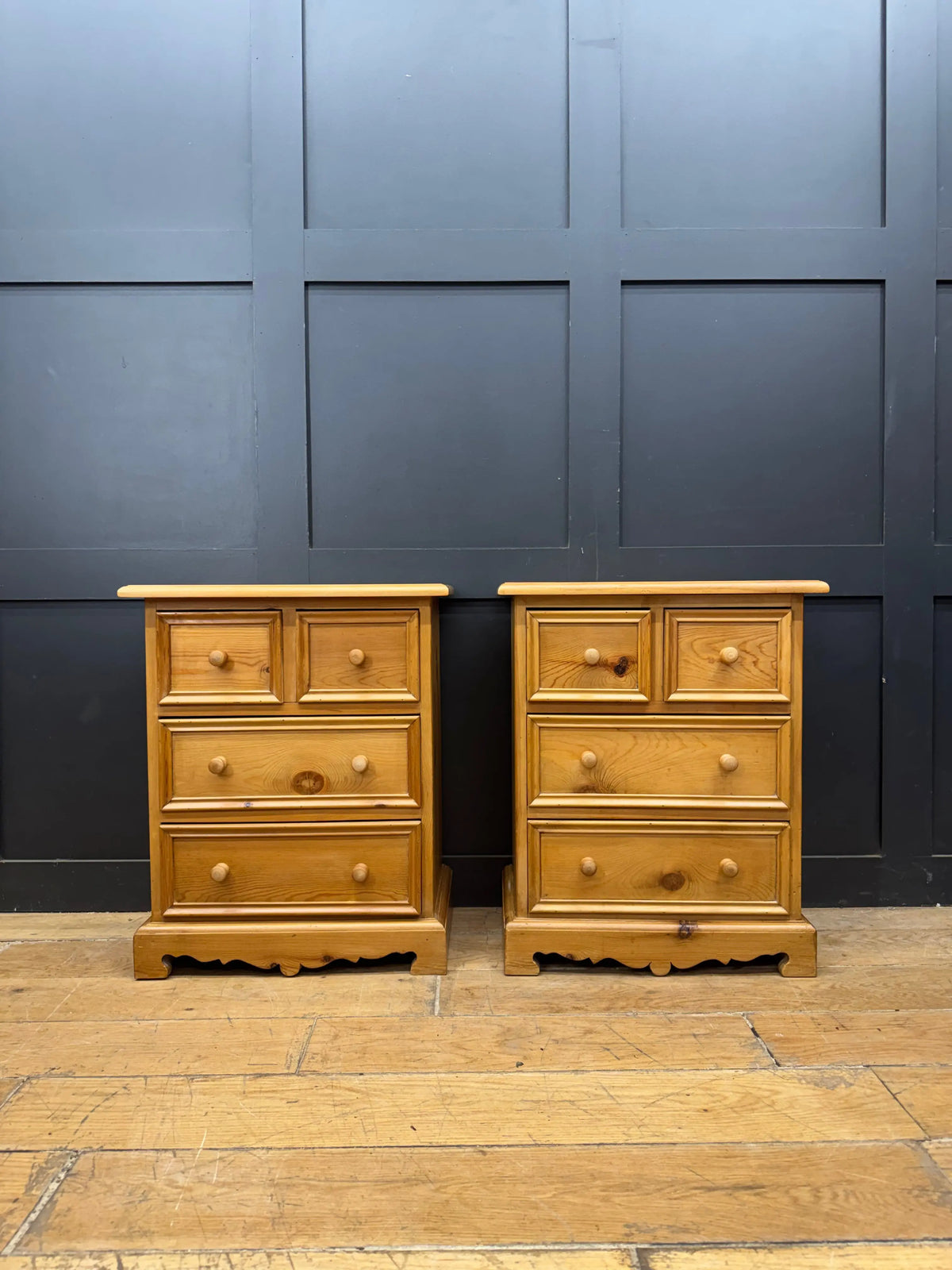 Pair Rustic Pine Bedside Tables Drawers Country Farmhouse Bedside Cabinets RUSTIC WAREHOUSE NORFOLK