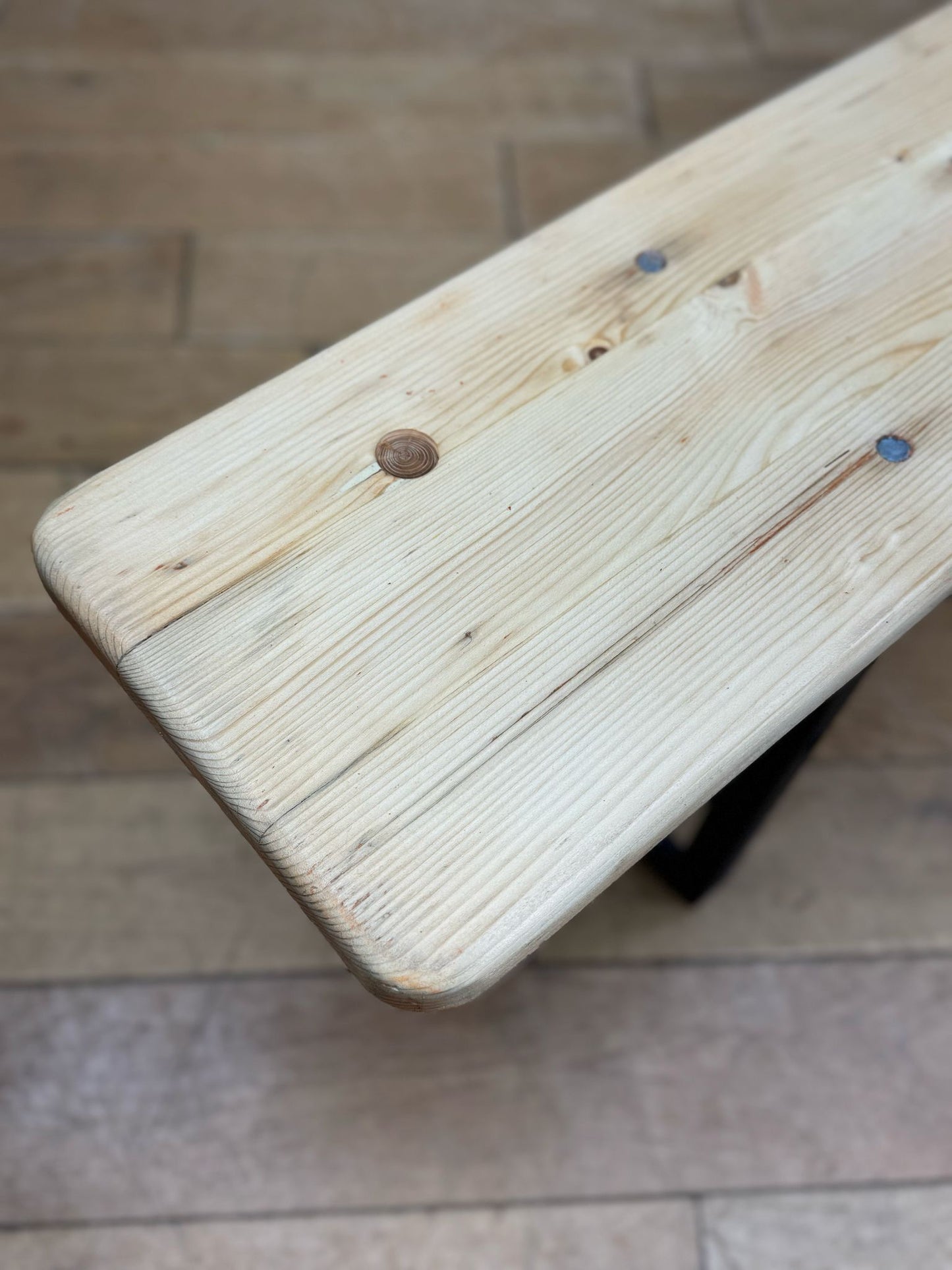 Vintage Fold Up Stripped Pine Bench / Picnic Hallway Seating Garden Furniture