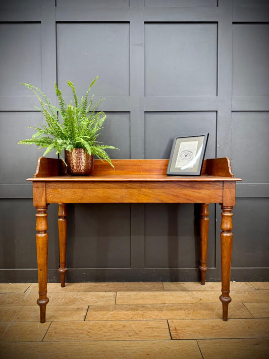 Antique Mahogany Console Table Hall Side Writing Desk With Turned Legs