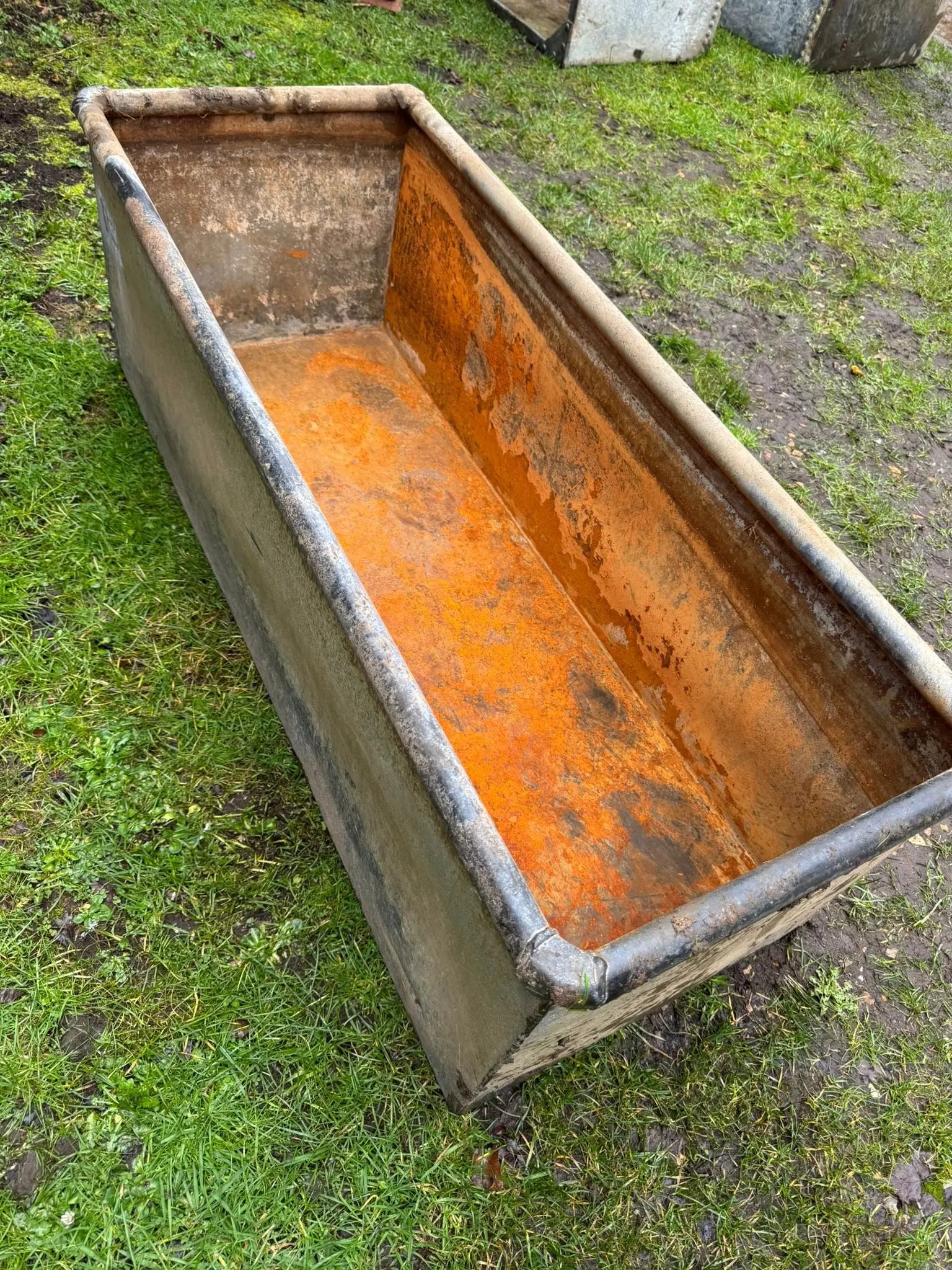 Vintage Galvanised Trough Garden Planter 123cm / Raised Flowerbed Plant Tree Pot Z2 RUSTIC WAREHOUSE NORFOLK